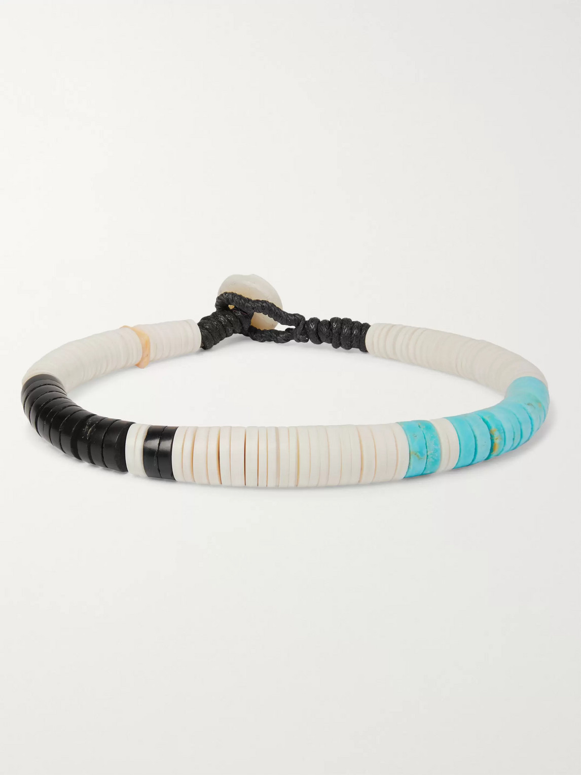 Peyote Bird Turquoise, Jet And Shell Bracelet In Multi