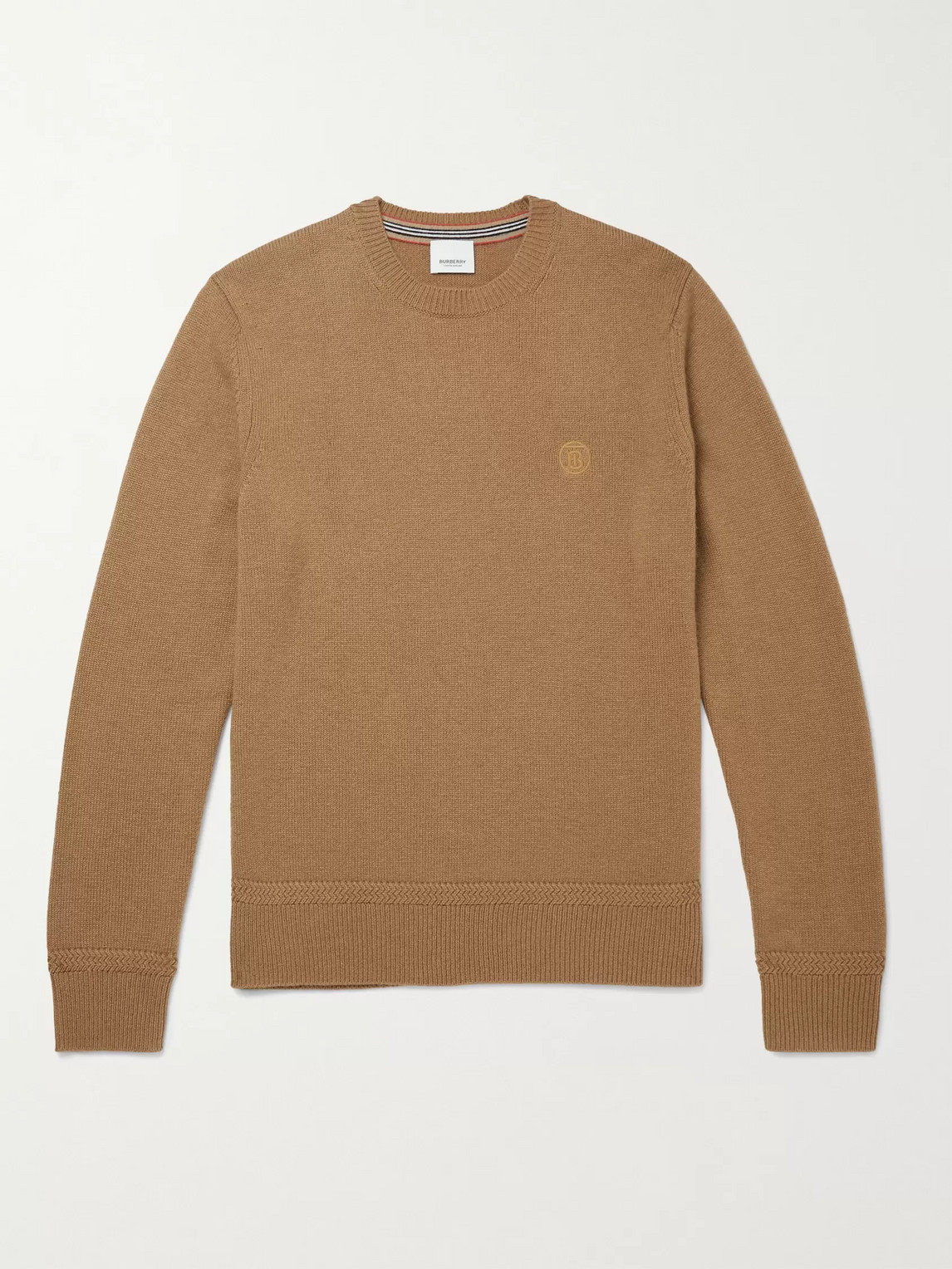 BURBERRY SLIM-FIT LOGO-EMBROIDERED CASHMERE SWEATER