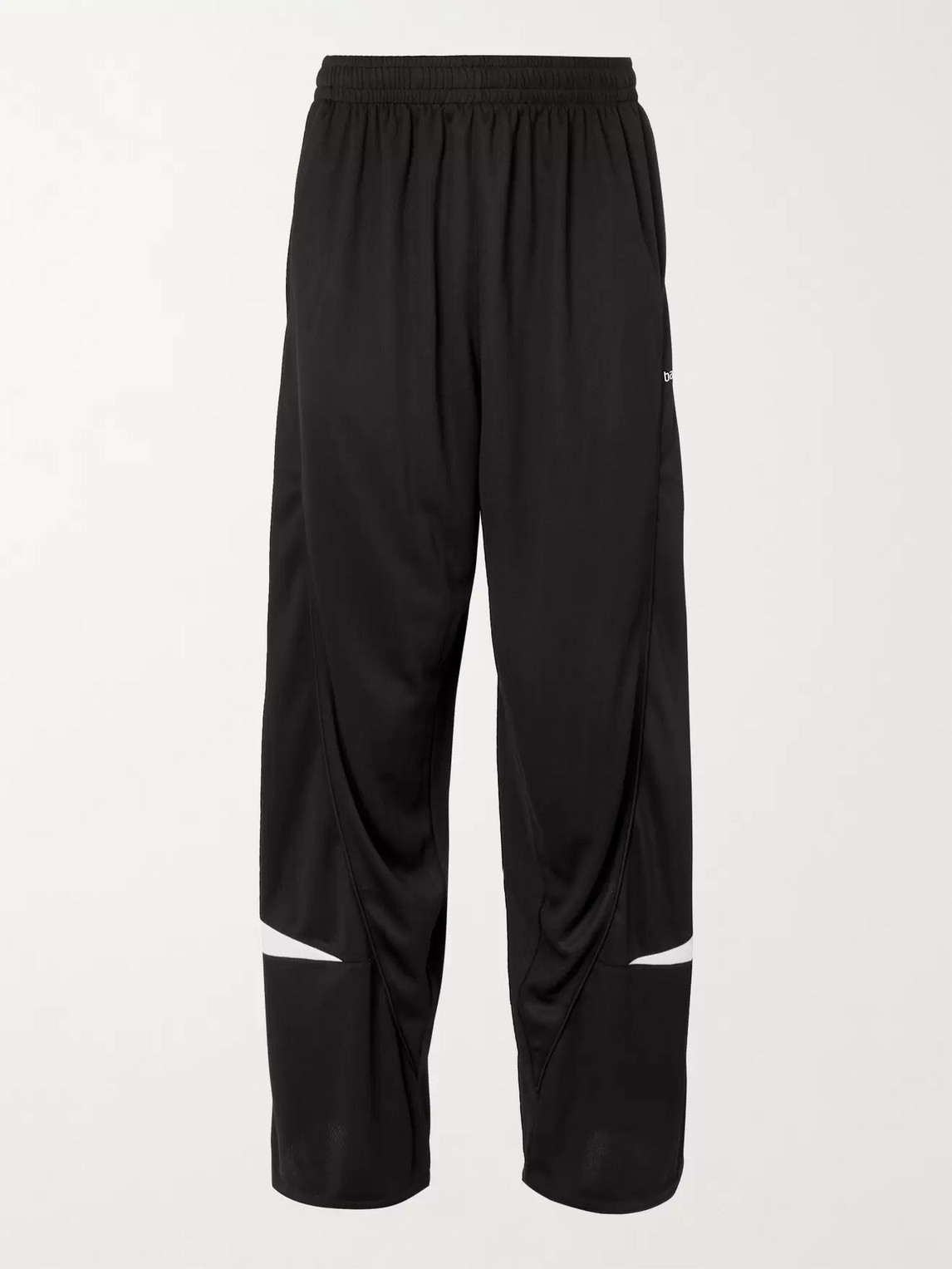 Balenciaga Wide-leg Logo-detailed Piped Perforated Shell Track Pants In Black