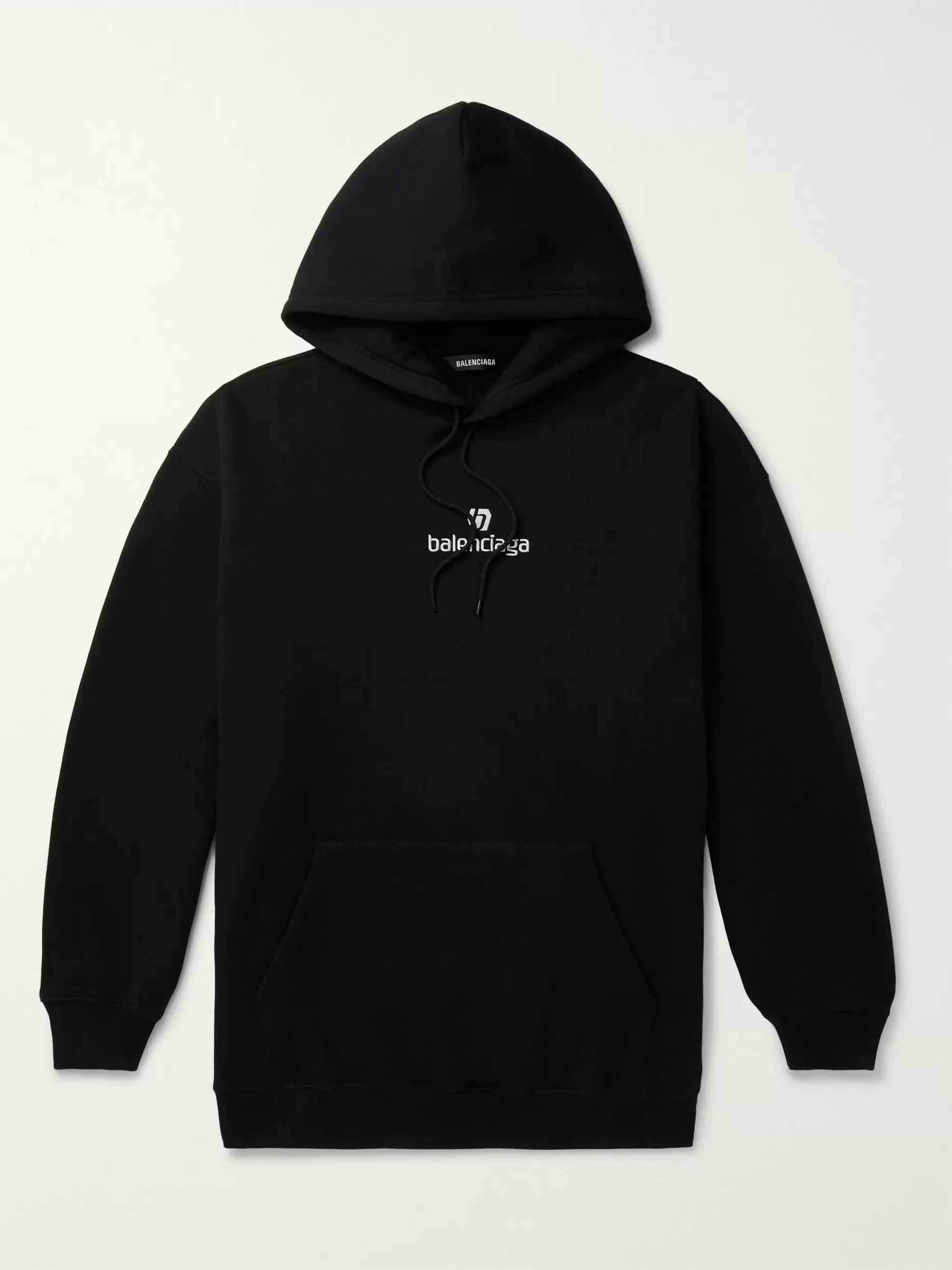 balenciaga logo embroidered hoodie
