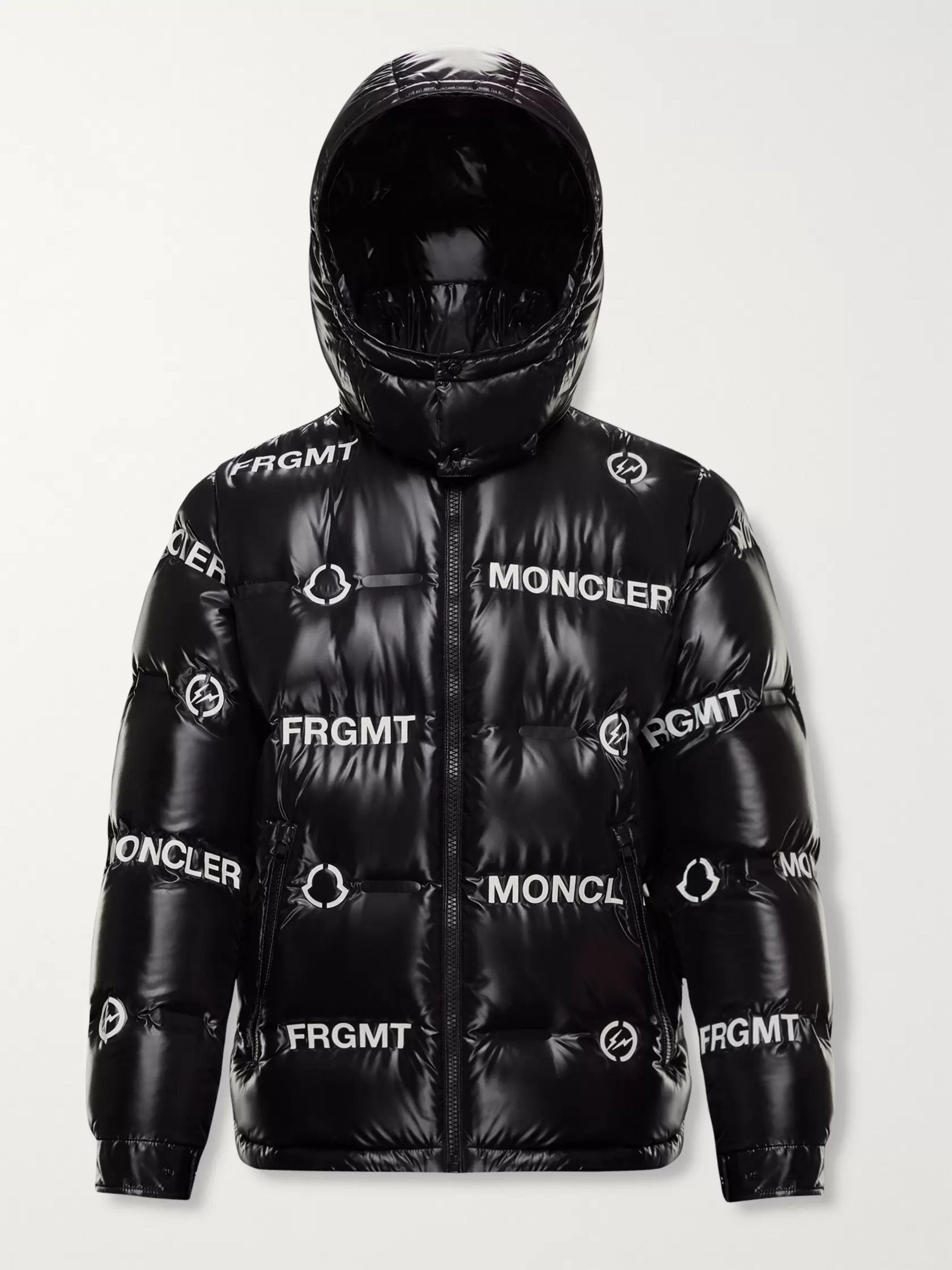 Logo-Print Nylon Hooded Down Jacket 
