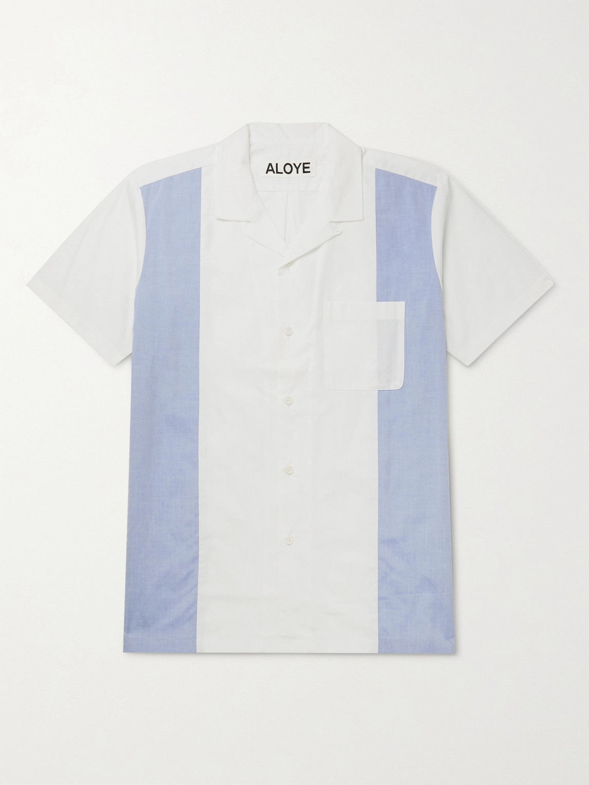 Aloye Camp-collar Colour-block Cotton Shirt In White