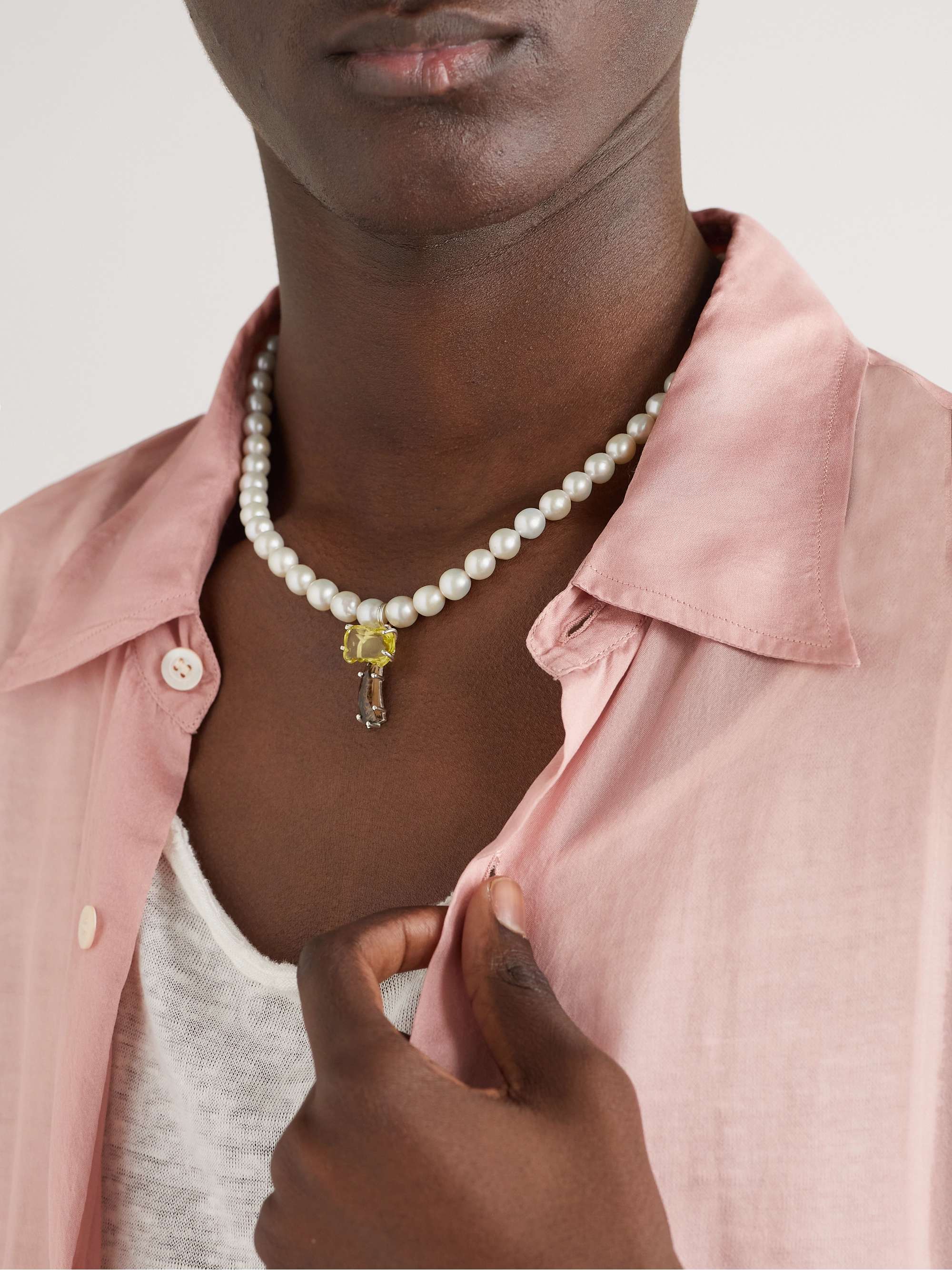 POLITE WORLDWIDE Silver, Pearl and Citrine Pendant Necklace