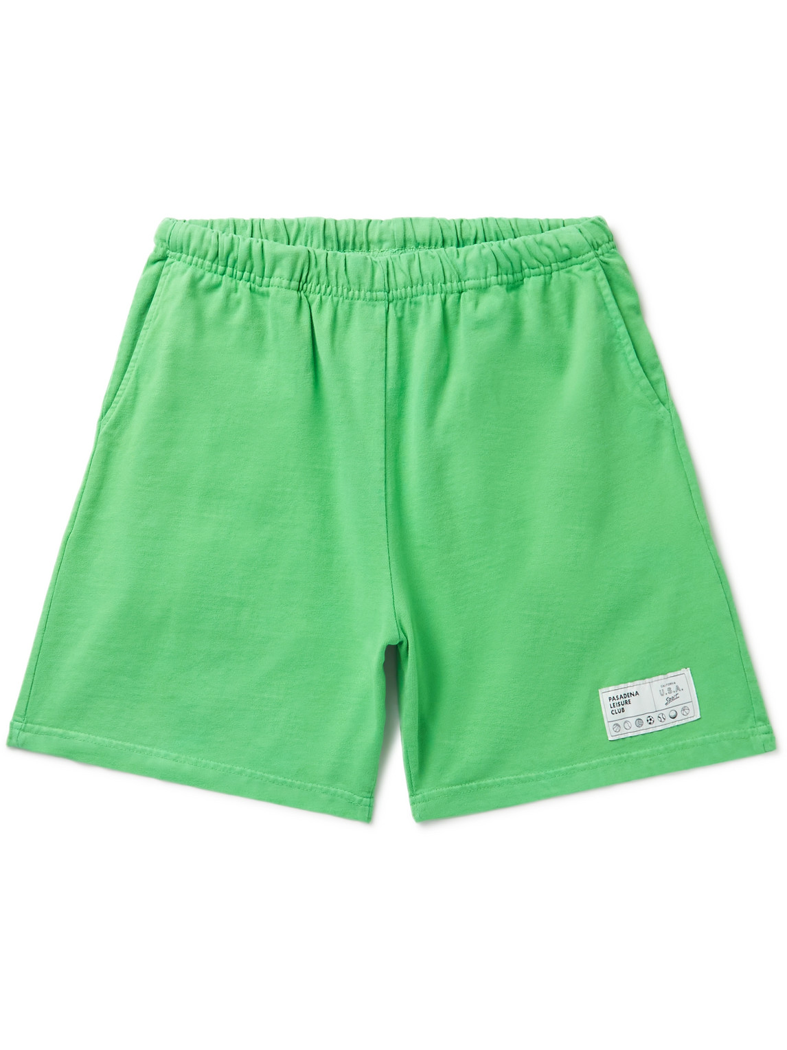 Pasadena Leisure Club Leisure Straight-leg Logo-appliquéd Cotton-jersey Shorts In Green