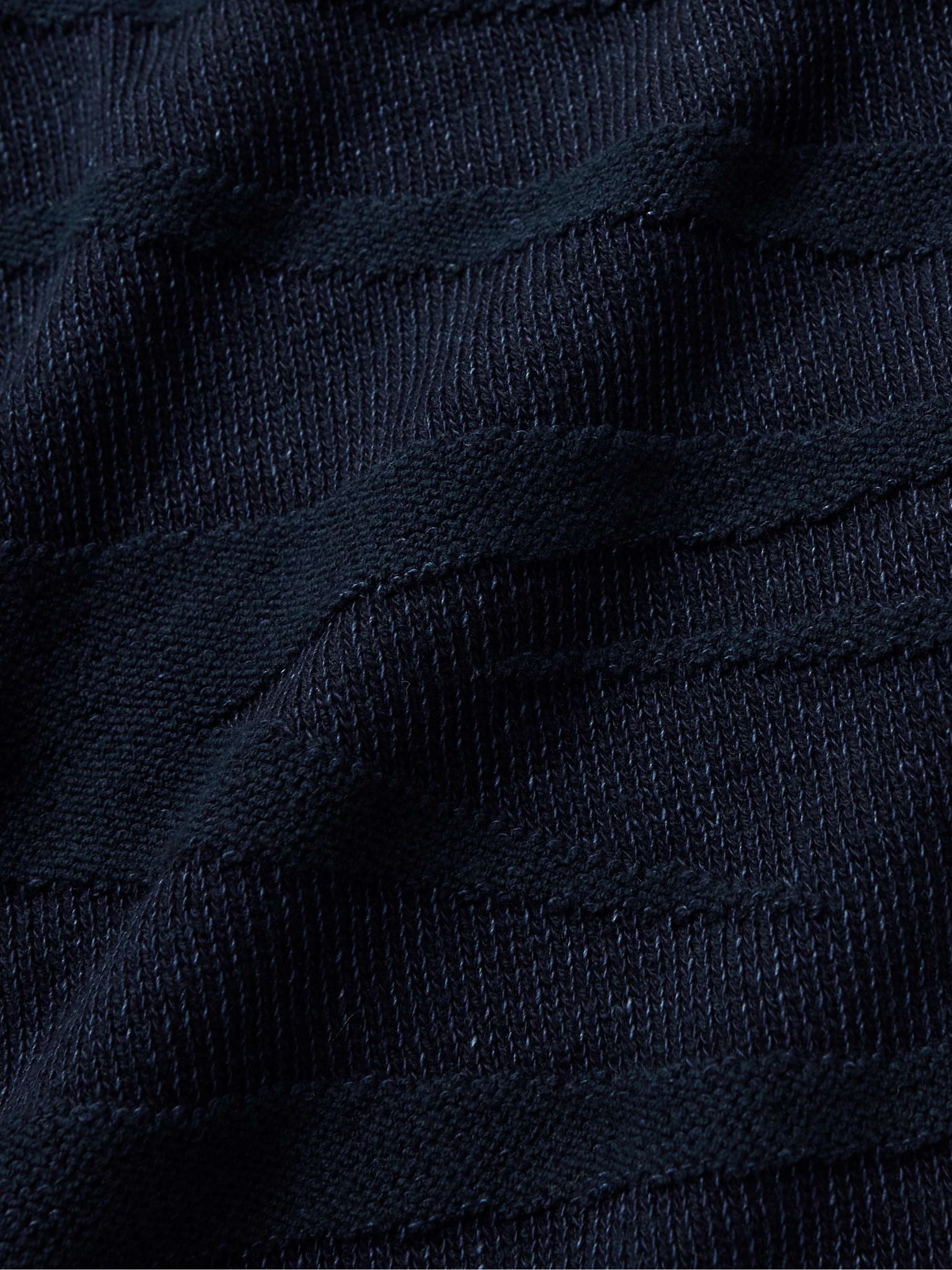 BLUE BLUE JAPAN Indigo-Dyed Zebra-Jacquard Cotton-Blend Sweater