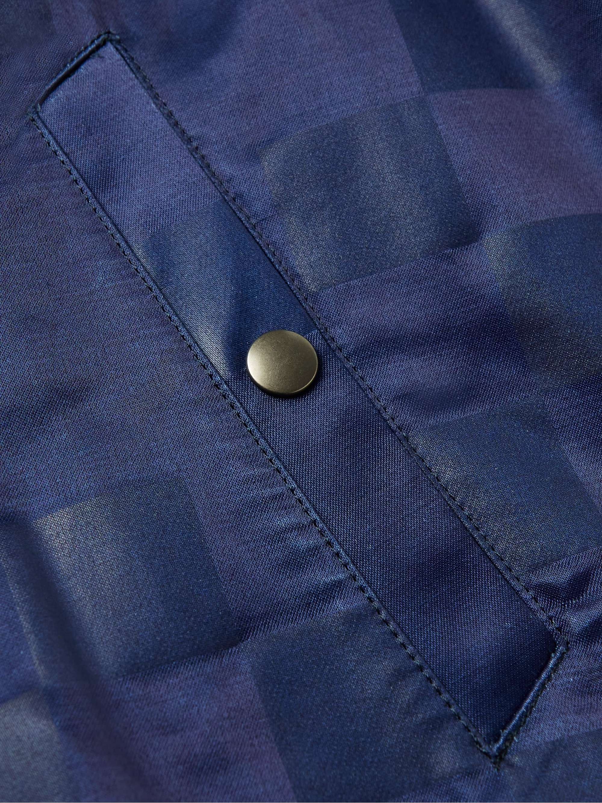BLUE BLUE JAPAN Indigo-Dyed Checked Cotton-Blend Satin Bomber Jacket