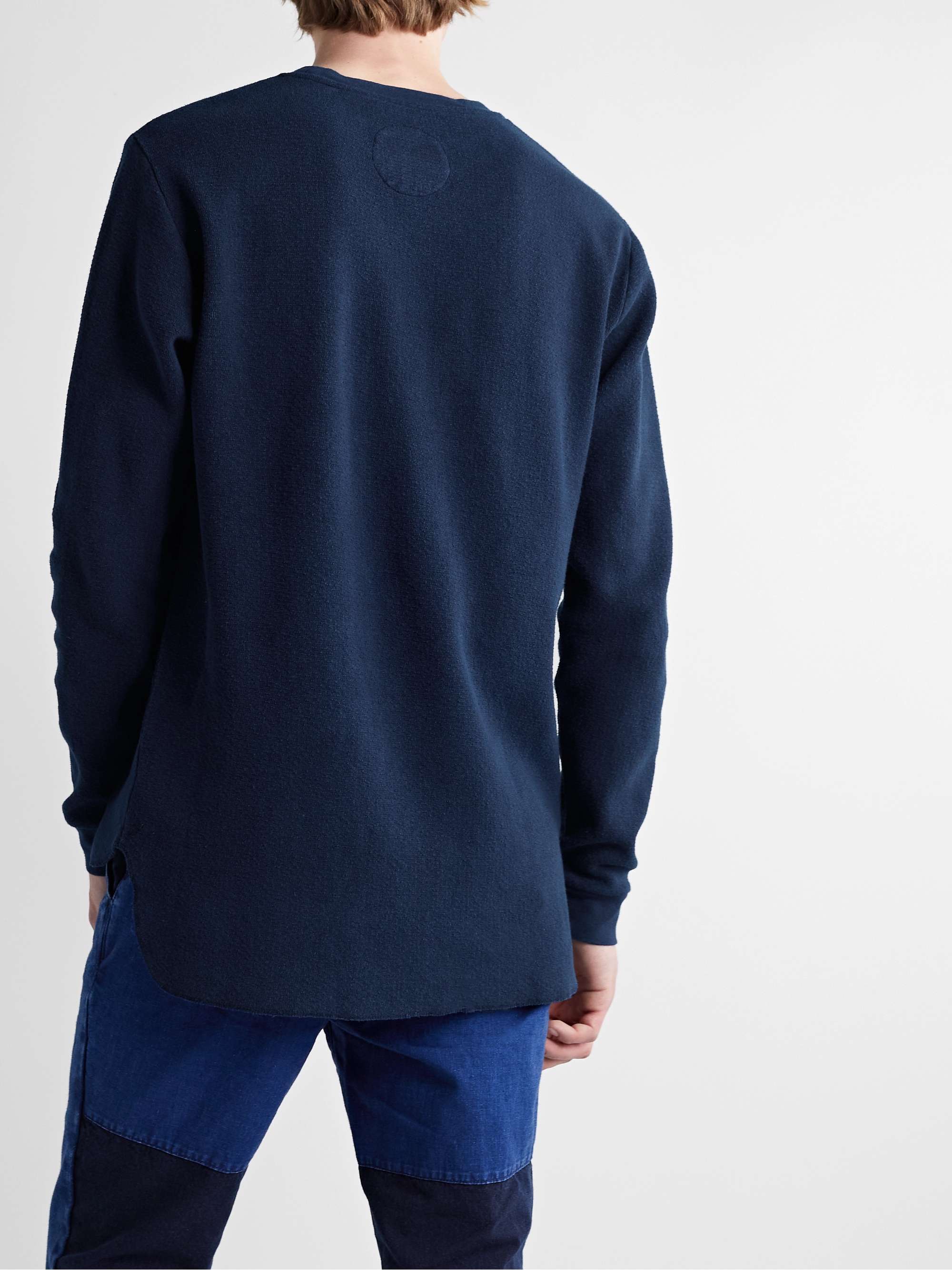 BLUE BLUE JAPAN Indigo-Dyed Textured Cotton-Jersey T-Shirt