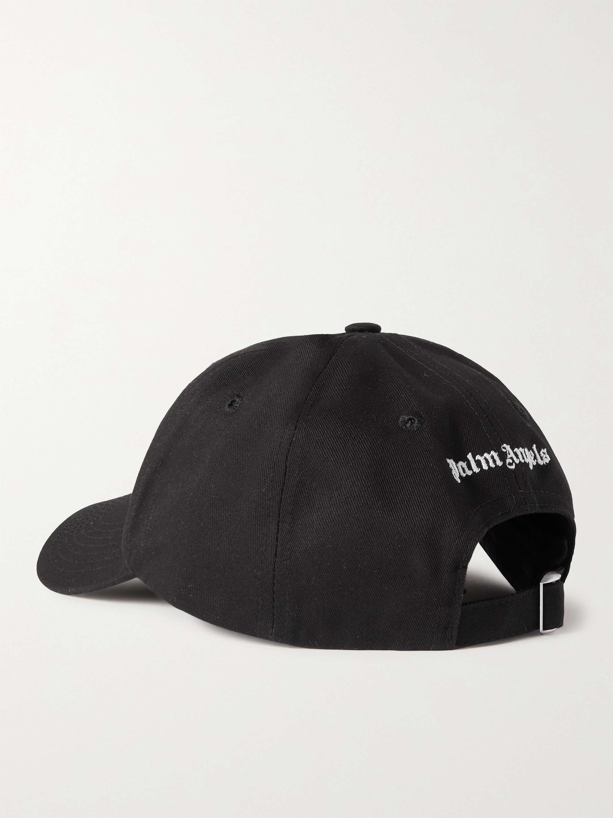 Palm Angels Logo-embroidered Cotton-twill Baseball Cap in Black Womens Mens Accessories Mens Hats 