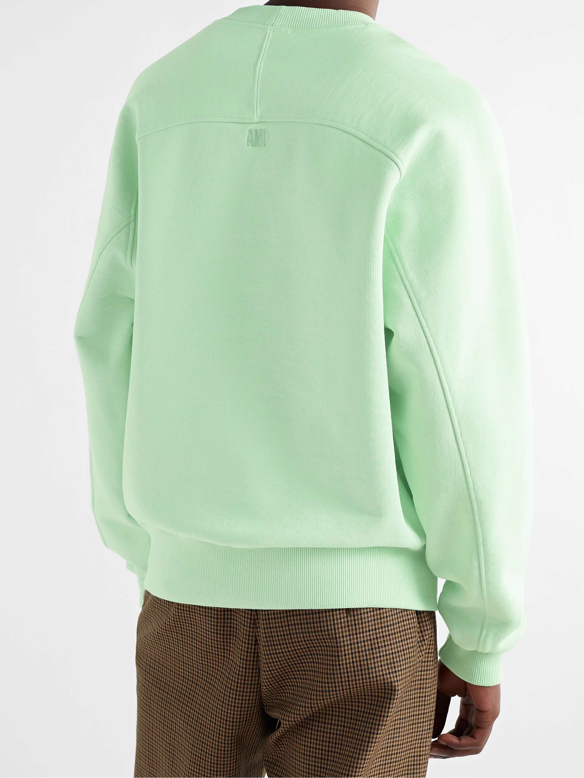 Mint Logo-Appliquéd Cotton-Jersey Sweatshirt | AMI PARIS | MR PORTER