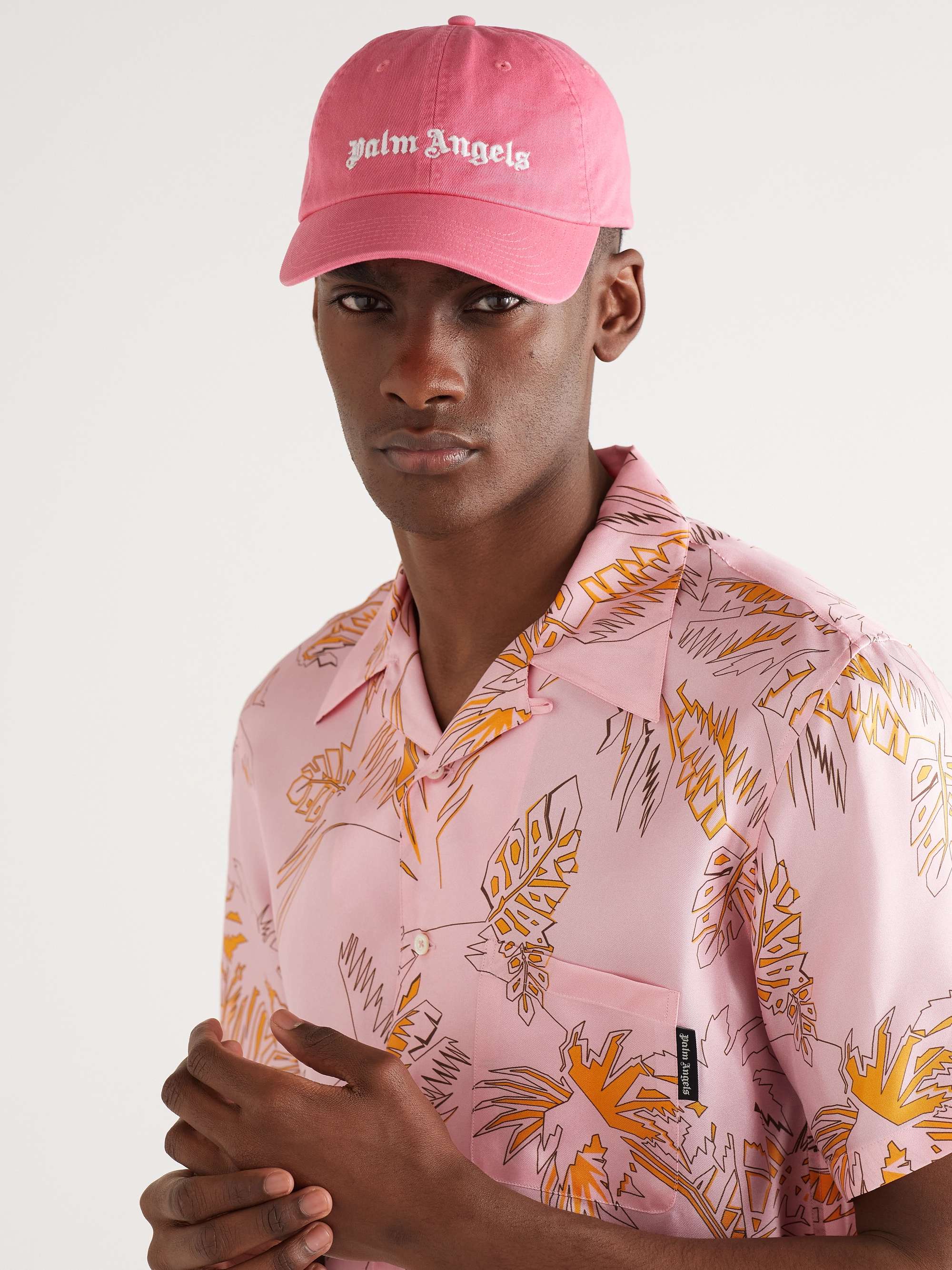 Pink Logo-Embroidered Cotton-Twill Baseball Cap | PALM ANGELS | MR PORTER