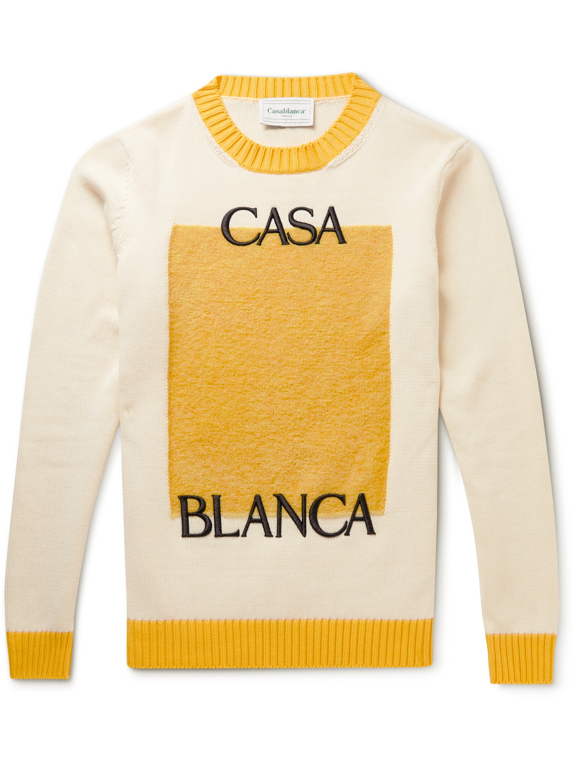 Logo-Embroidered Bouclé-Panelled Cotton Sweater
