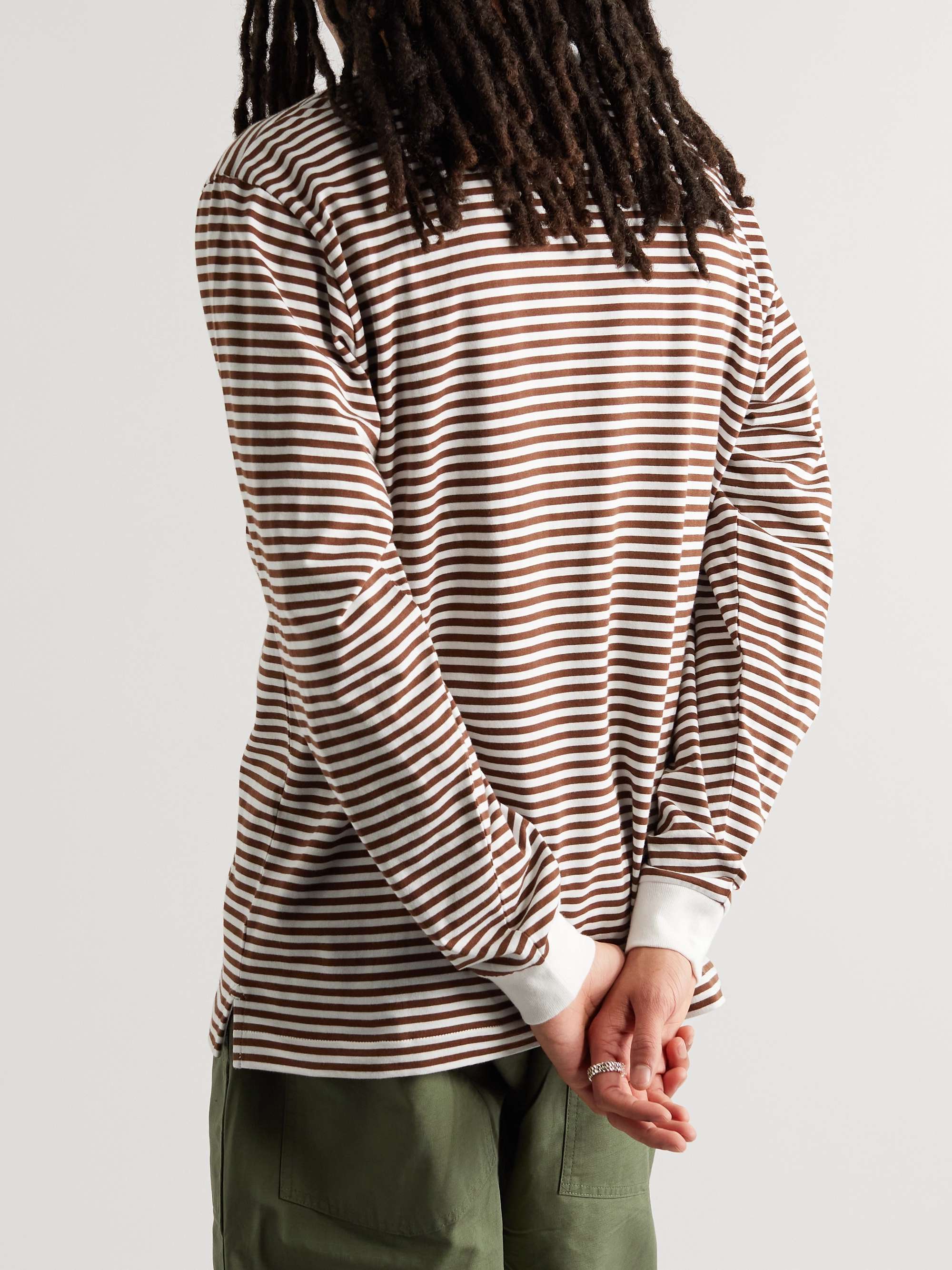 BILLIONAIRE BOYS CLUB Appliquéd Striped Cotton-Jersey T-Shirt