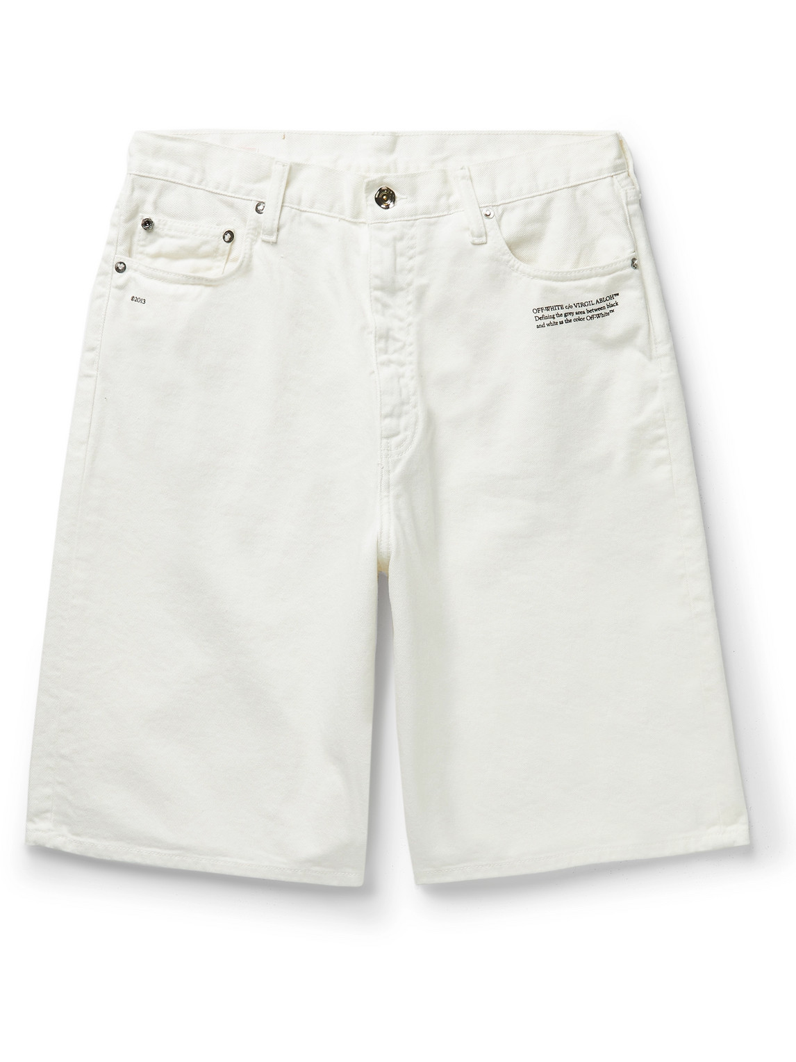 Off-White Wide-Leg Printed Denim Shorts