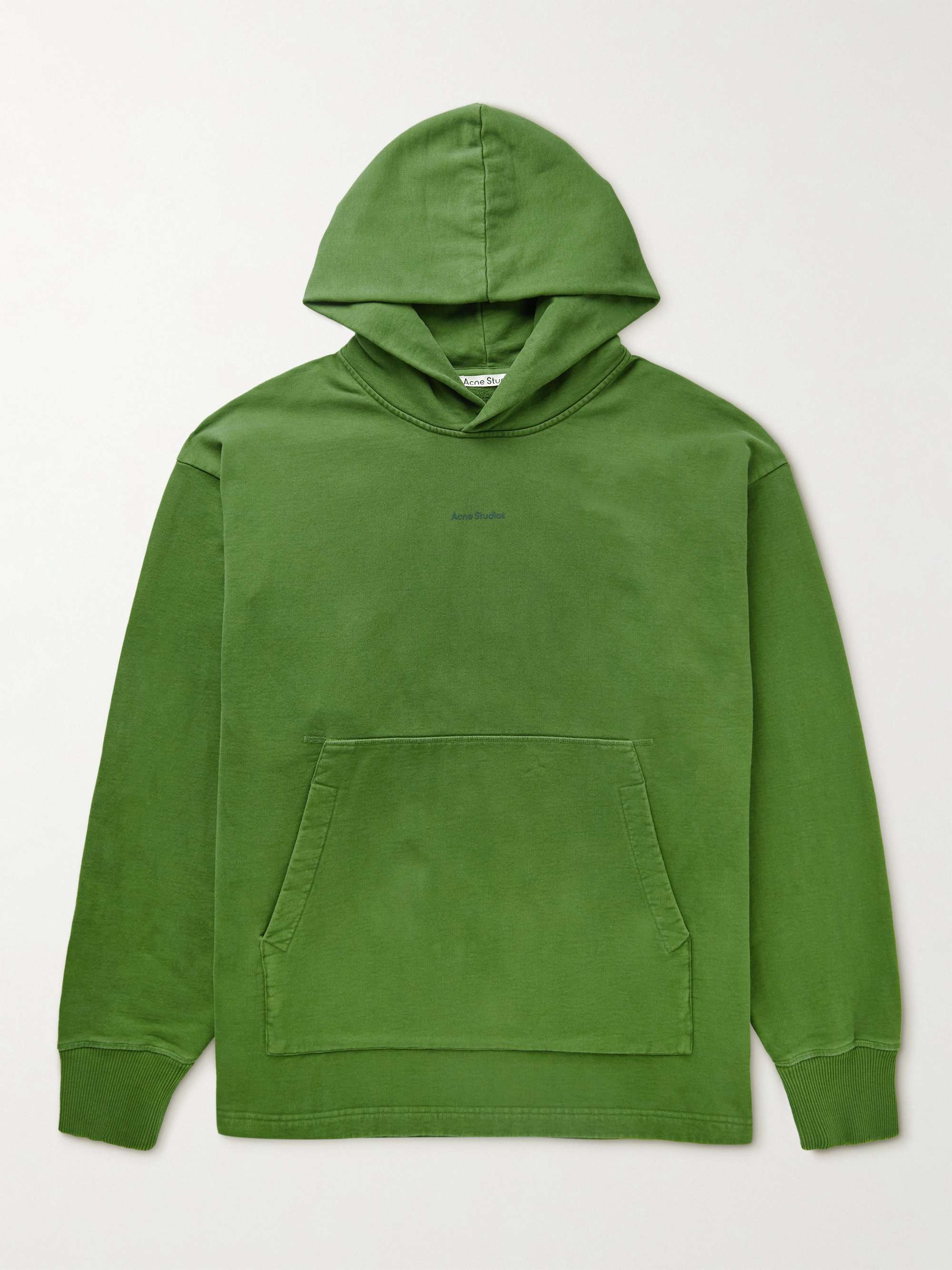 아크네 스튜디오 Acne Studios Franklin Oversized Logo-Print Cotton-Jersey Hoodie,Green