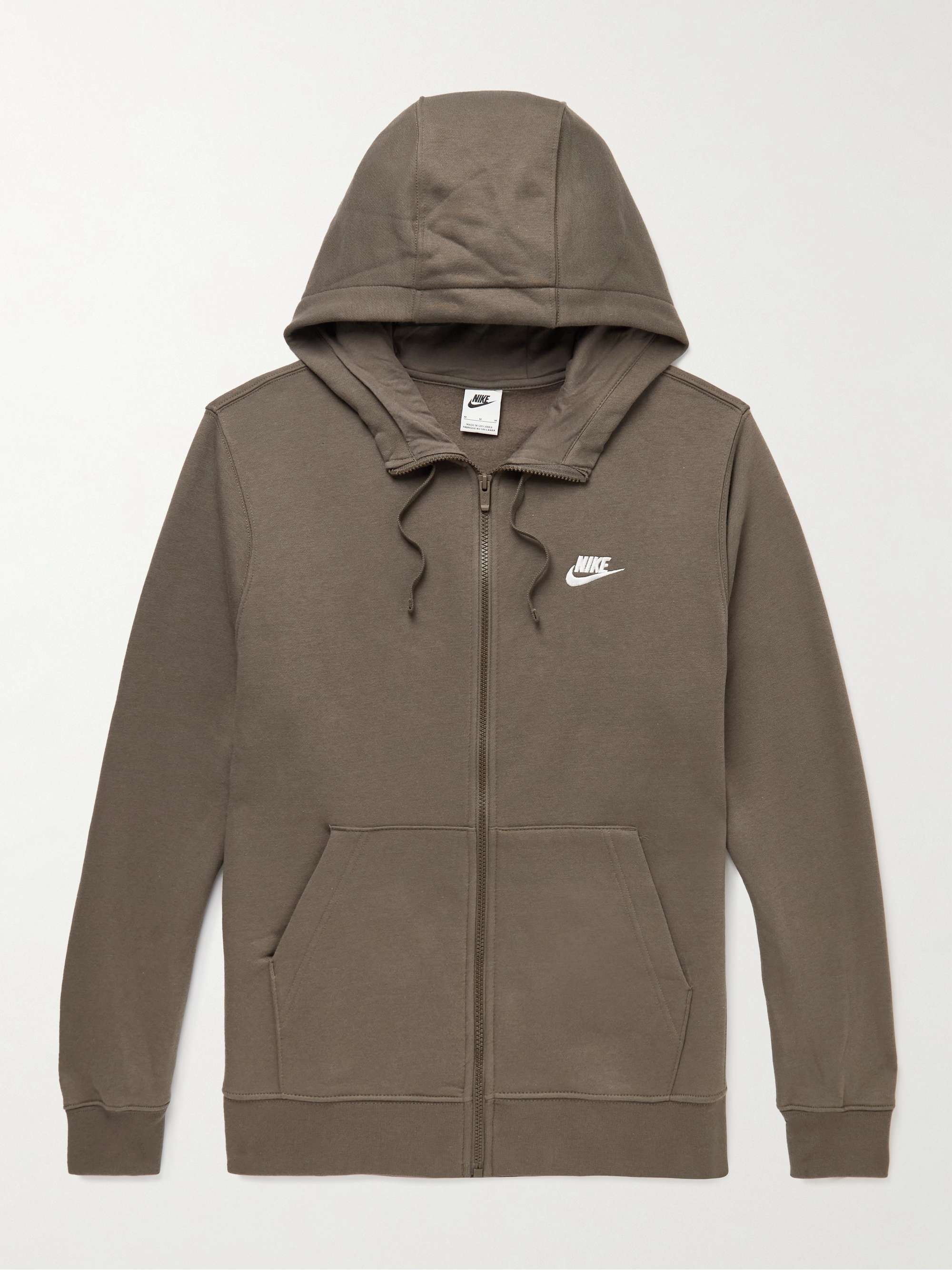 NIKE Sportswear Club Logo-Embroidered Cotton-Blend Jersey Zip-Up Hoodie