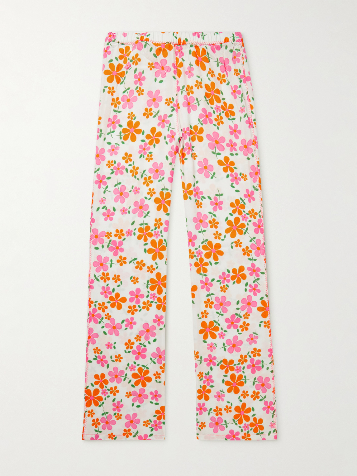 ERL STRAIGHT-LEG FLORAL-PRINT CREPE TROUSERS