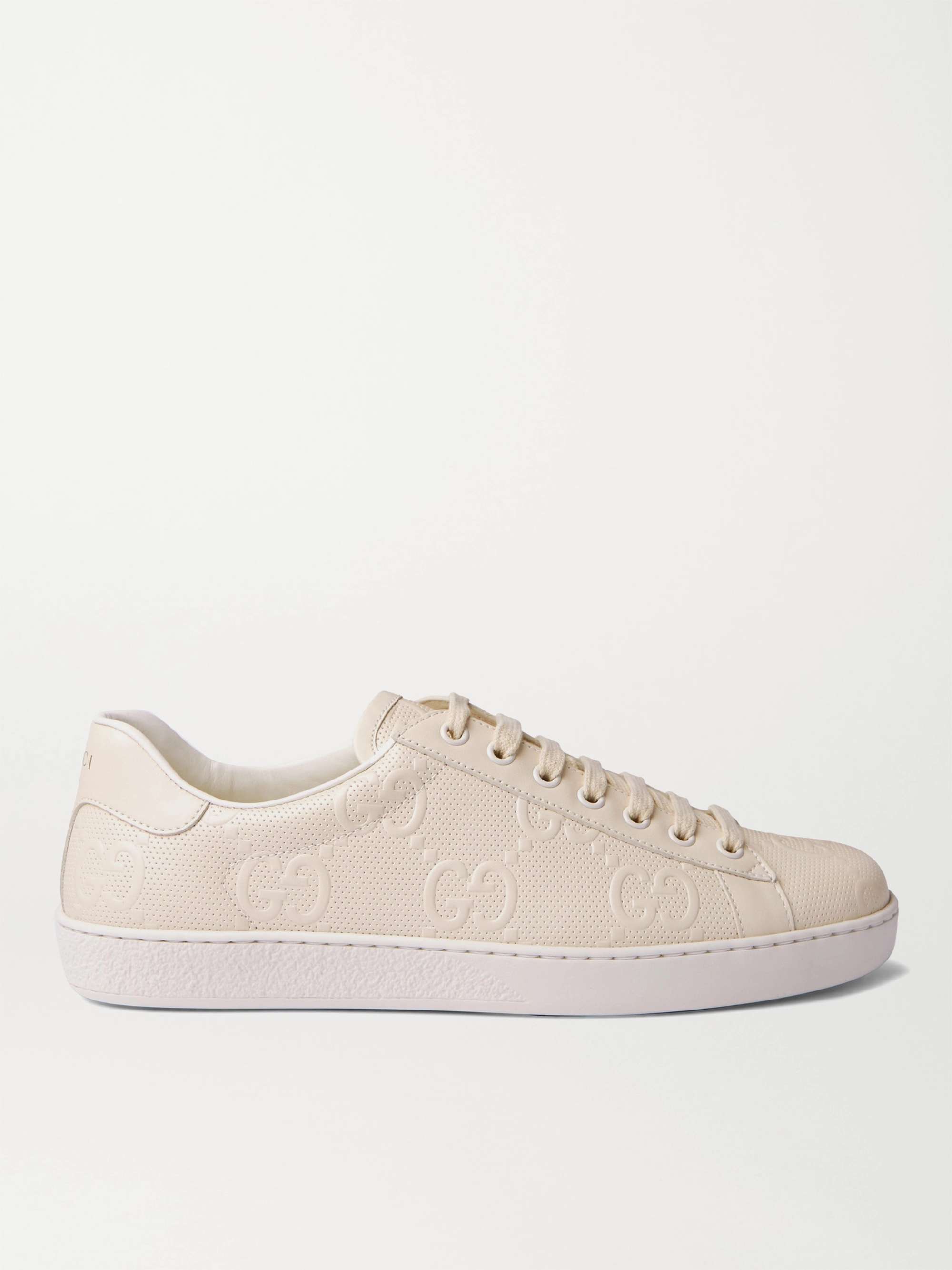 GUCCI Ace Logo-Embossed Perforated Leather Sneakers