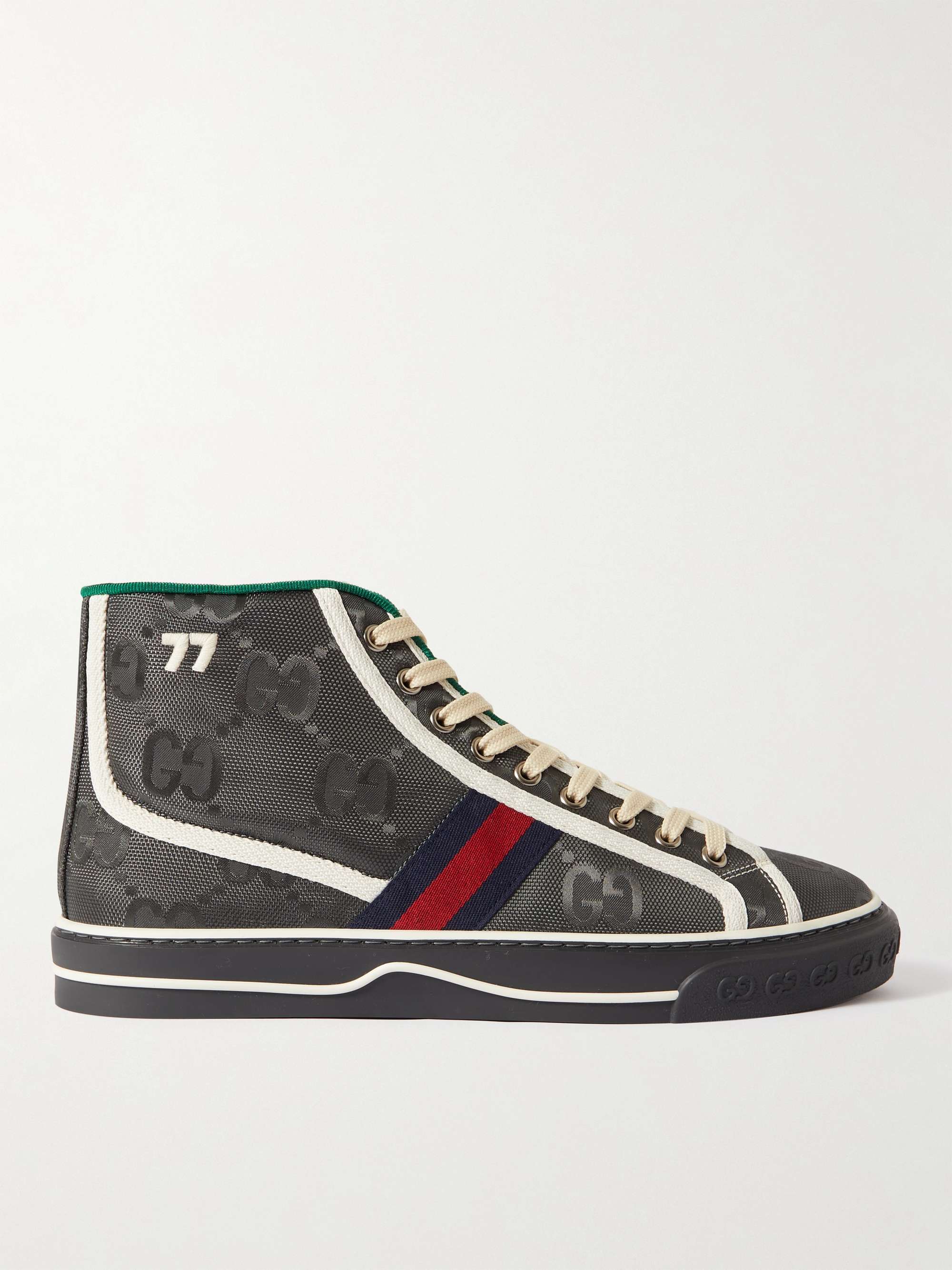 GUCCI Off the Grid Webbing-Trimmed Monogrammed ECONYL Canvas High-Top Sneakers
