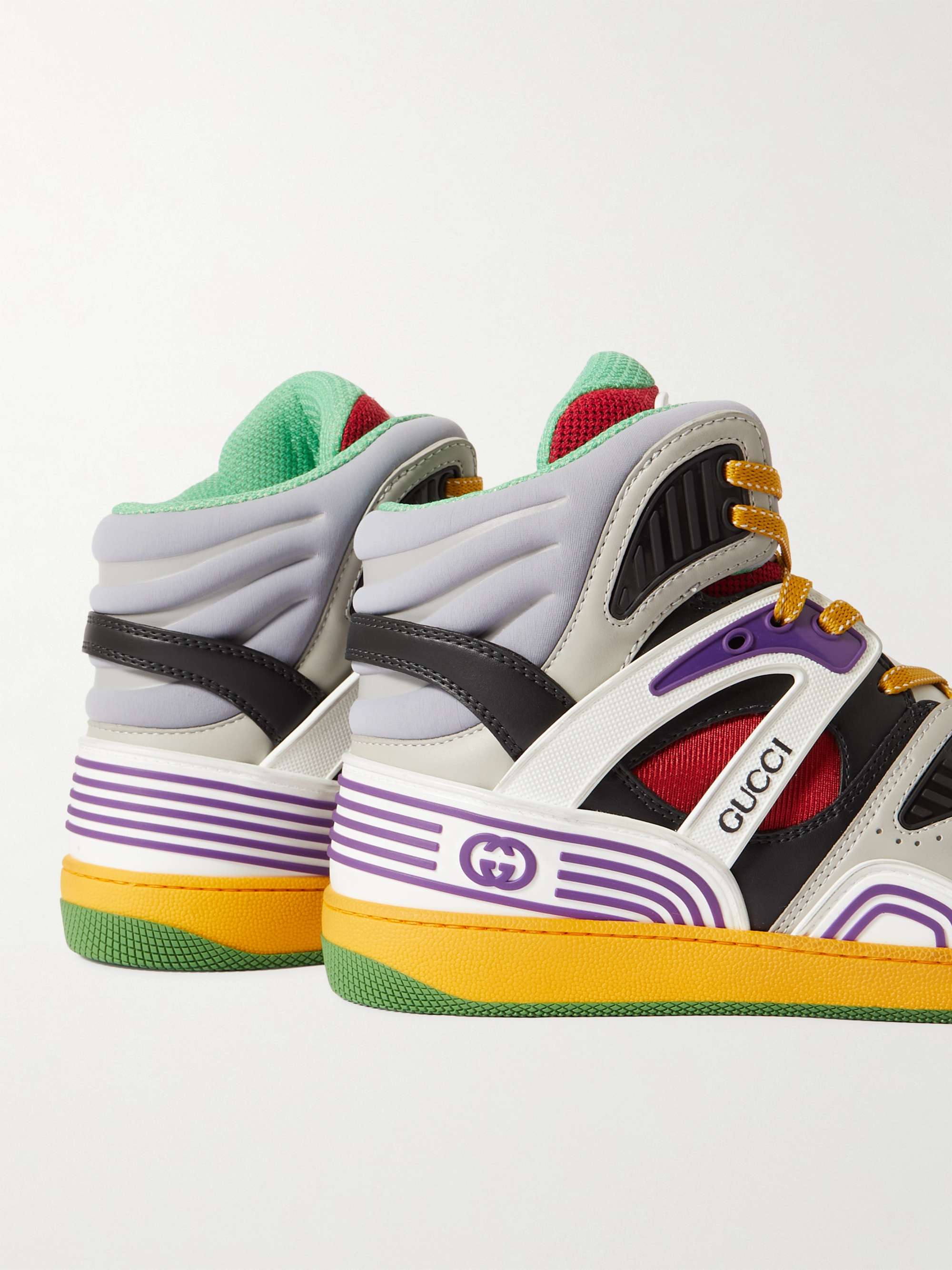 GUCCI Basket Rubber-Trimmed Demetra High-Top Sneakers