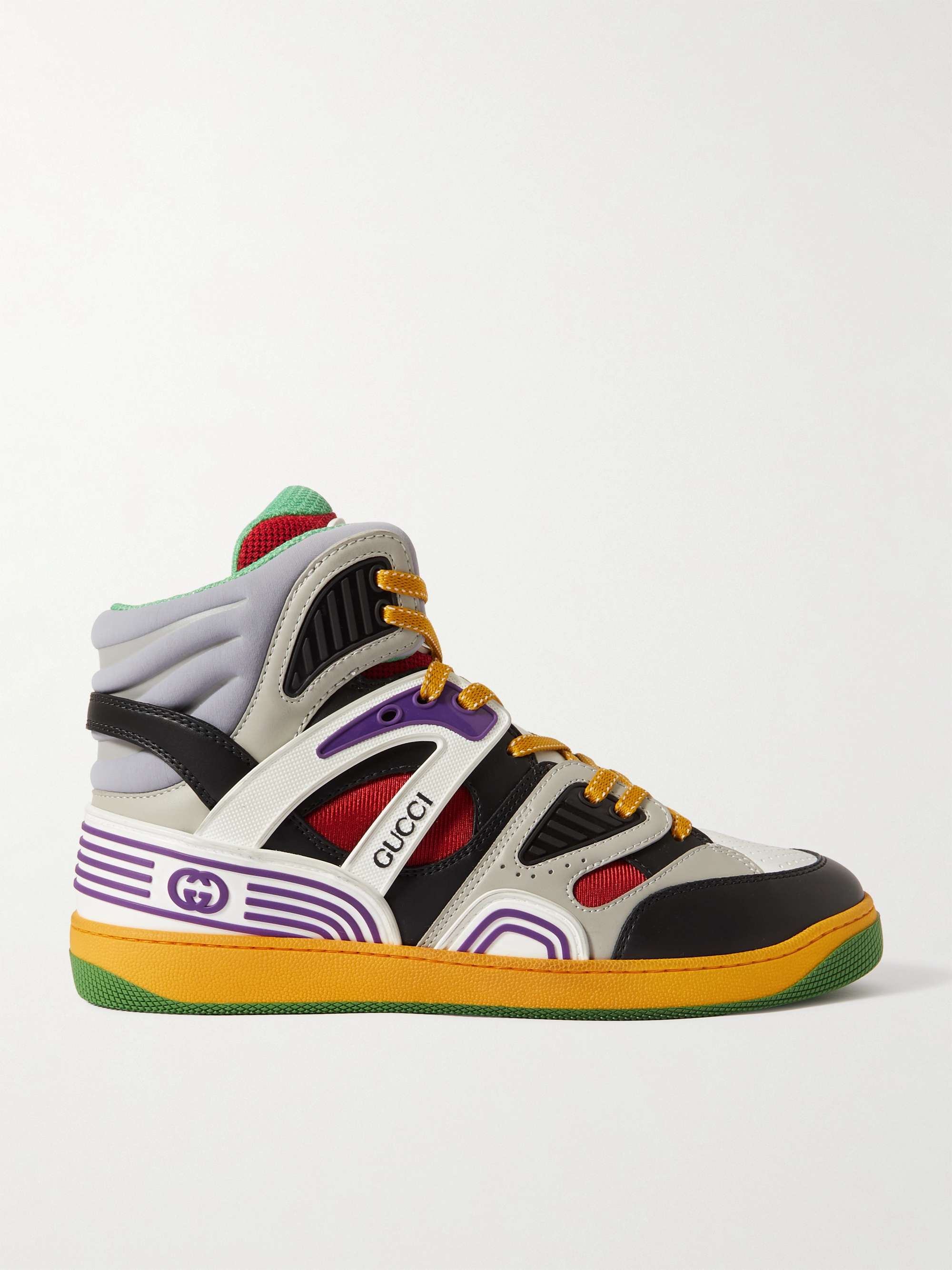 GUCCI Basket Rubber-Trimmed Demetra High-Top Sneakers