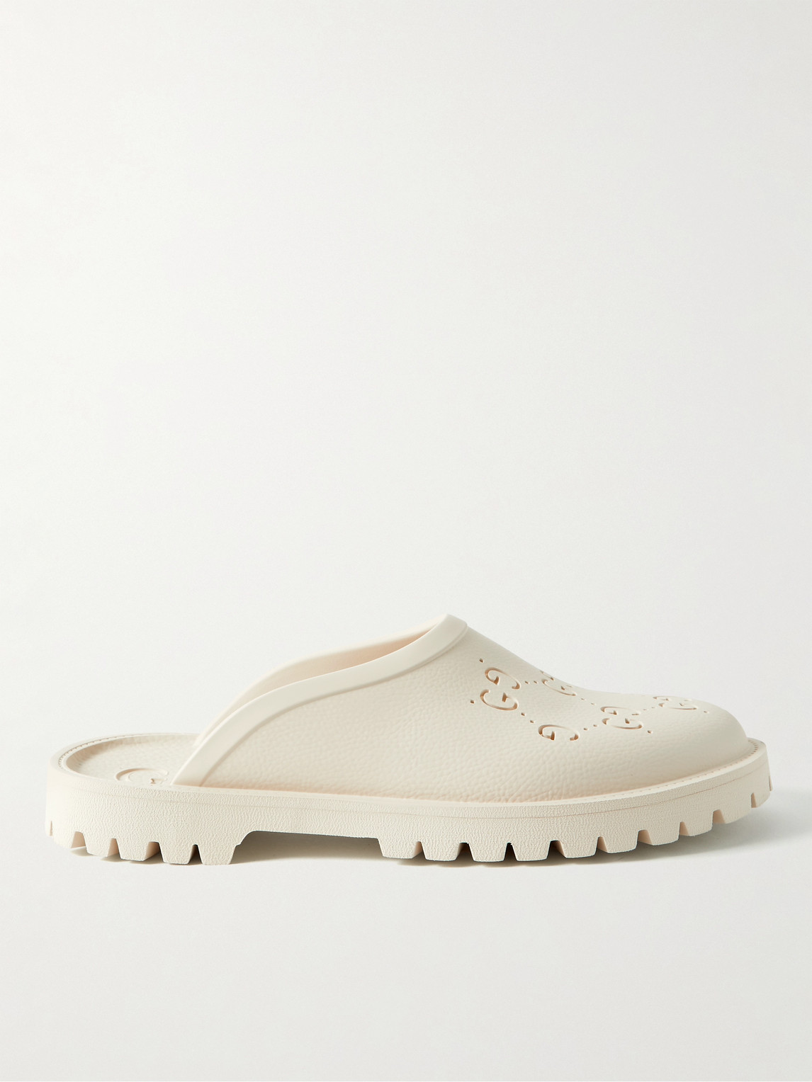 Gucci Logo-perforated Rubber Clogs In Neutrals | ModeSens