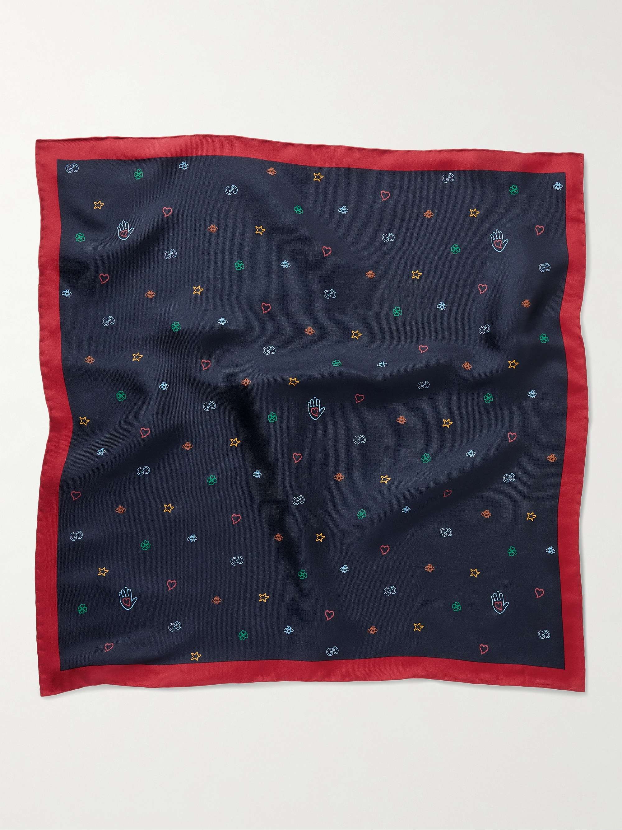 GUCCI Embroidered Silk-Twill Pocket Square