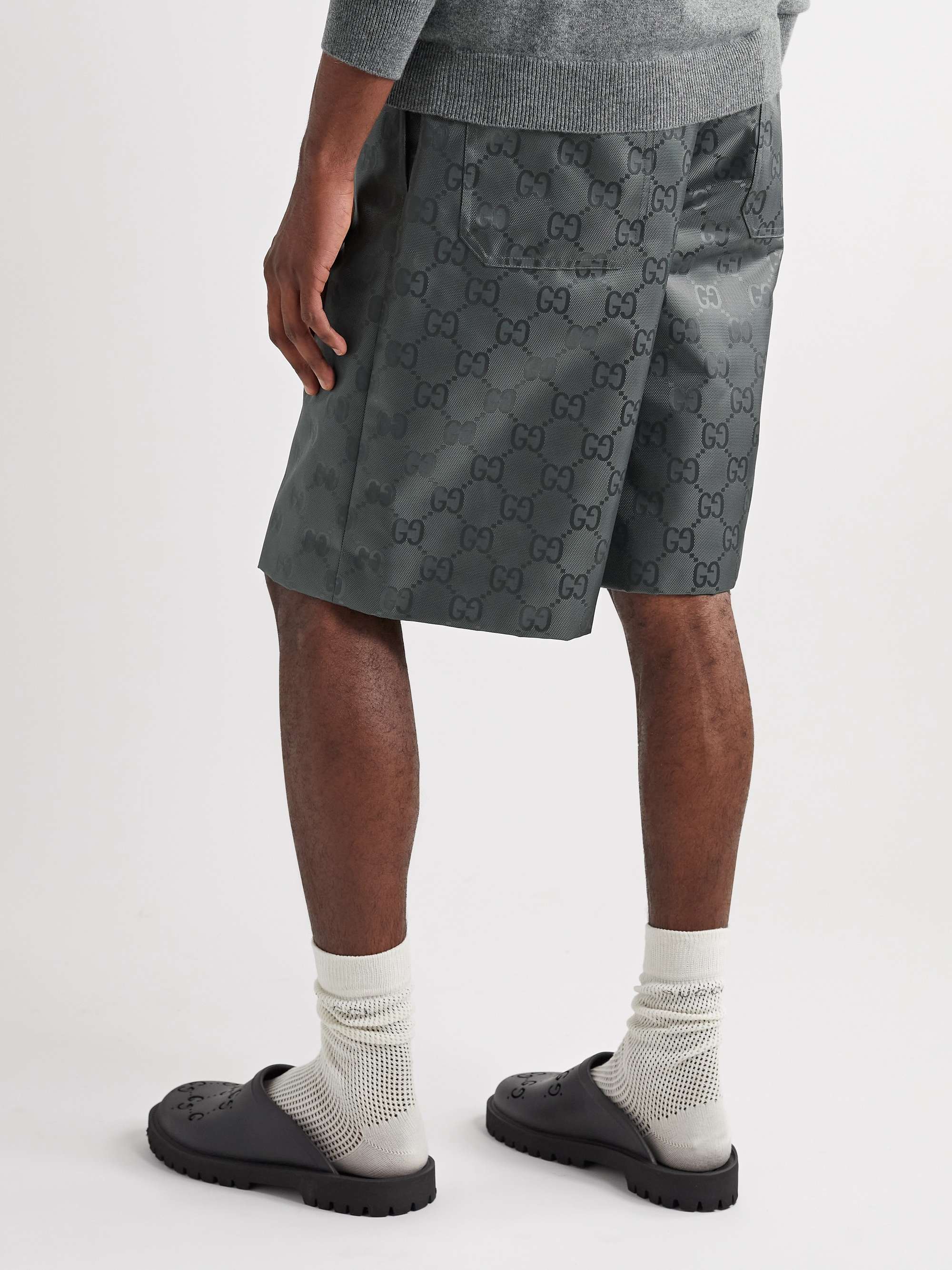 GUCCI Off the Grid Wide-Leg Logo-Jacquard ECONYL Drawstring Shorts