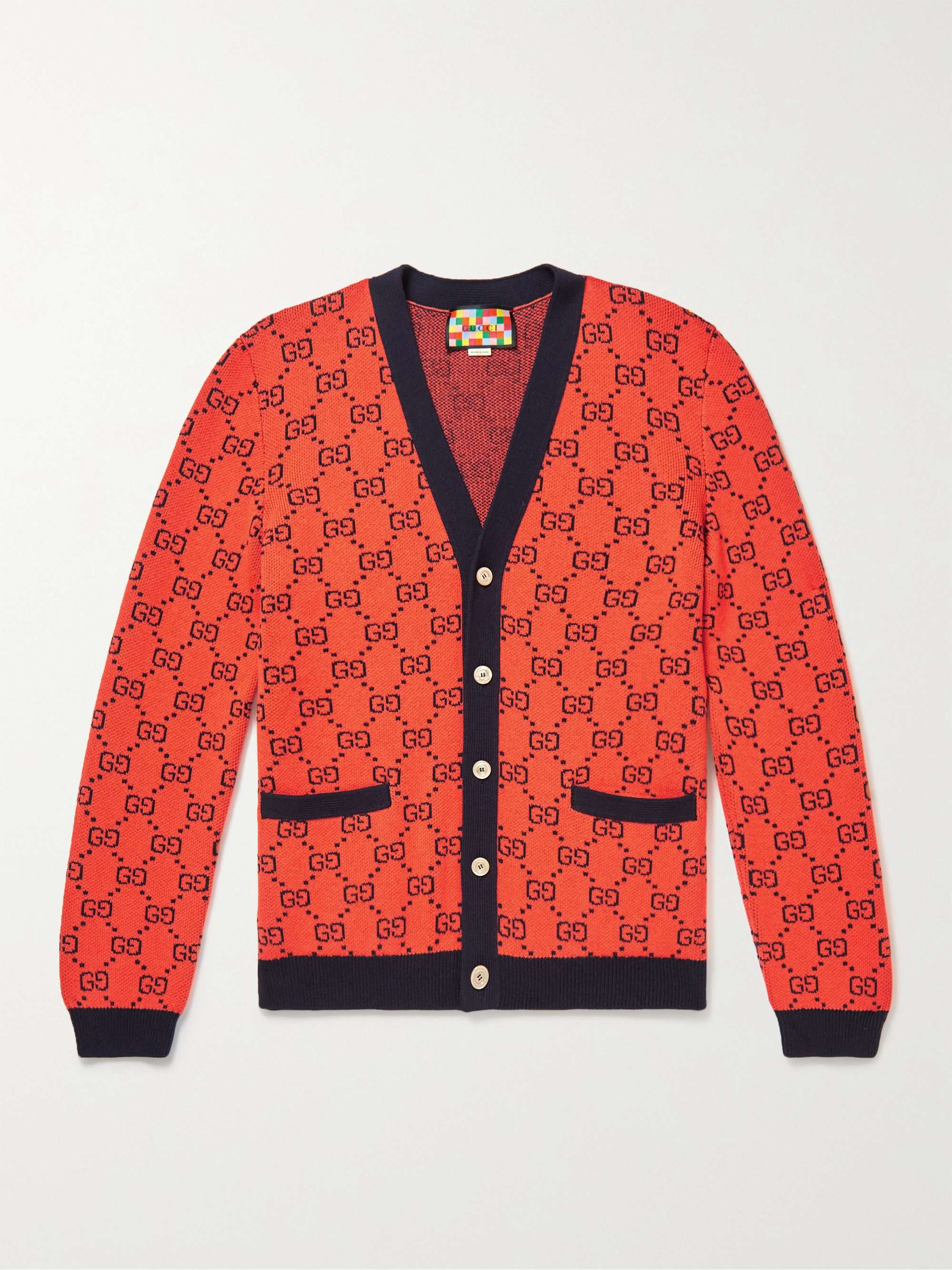 GUCCI GG Multicolour Logo-Jacquard Wool and Cotton-Blend Cardigan