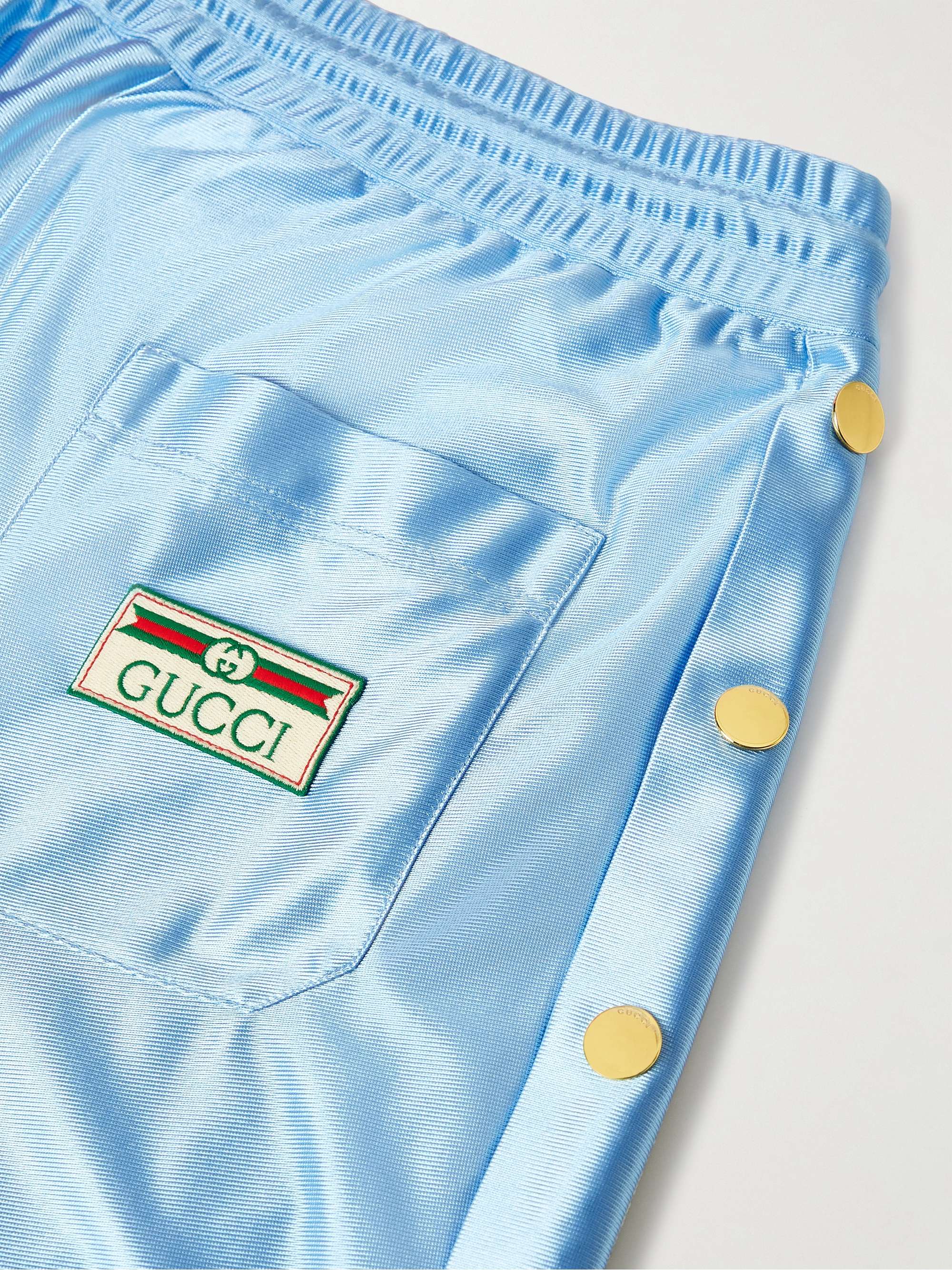 GUCCI Slim-Fit Webbing-Trimmed Satin-Jersey Track Pants