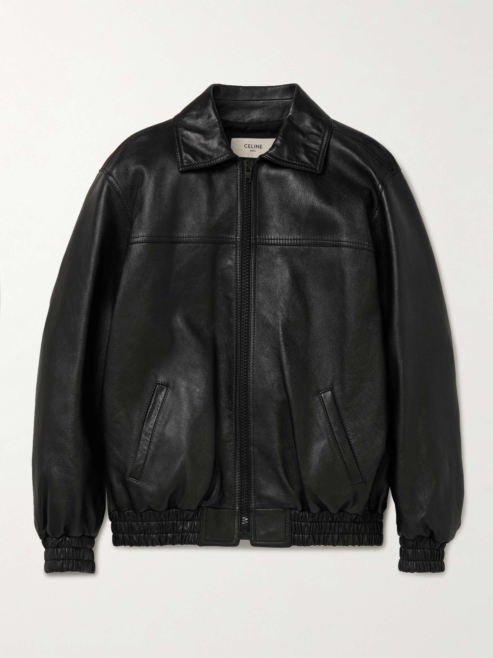 CELINE HOMME Fringed Logo-Embellished Leather Blouson Jacket