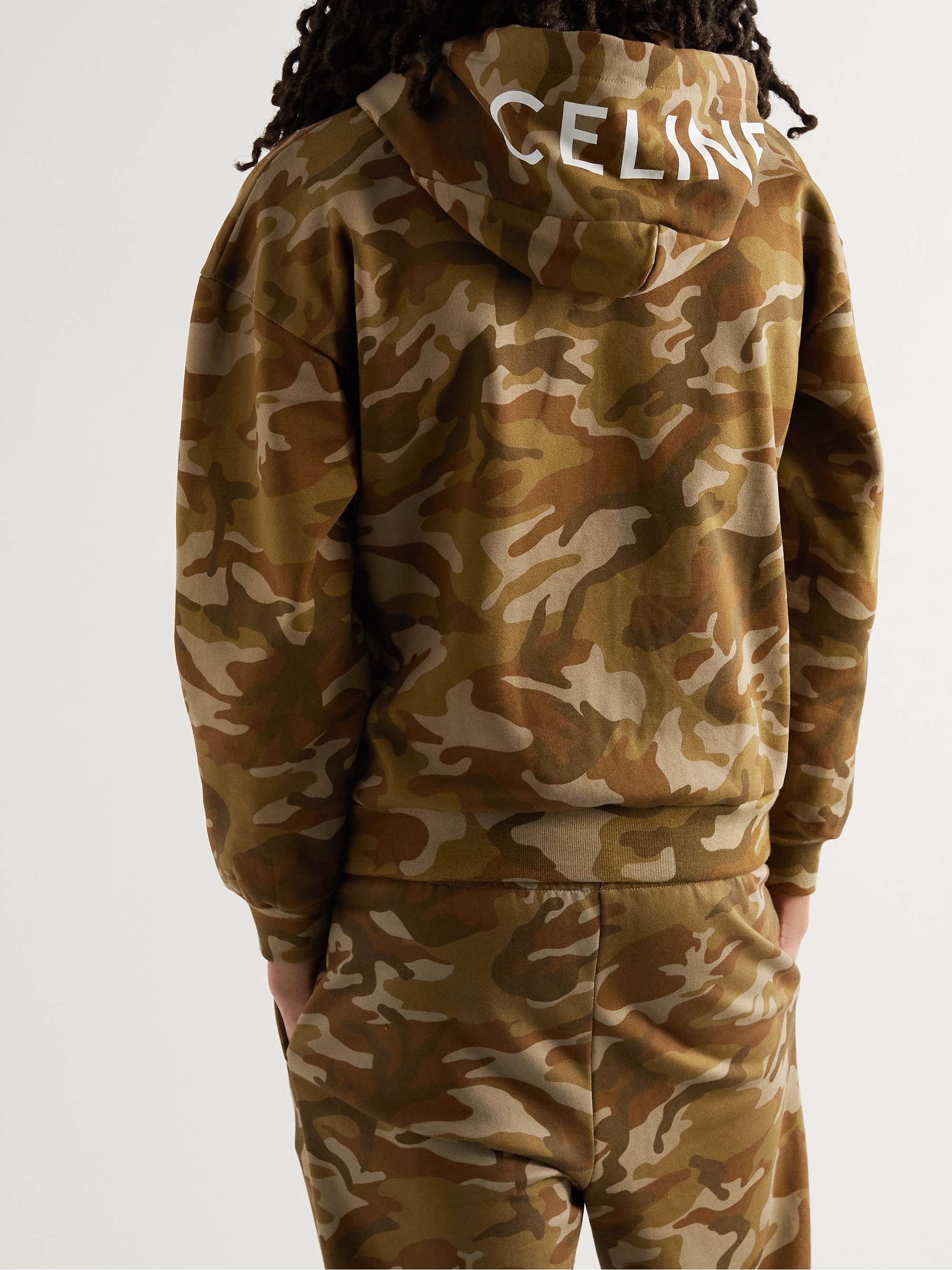 CELINE HOMME Camouflage-Print Cotton-Jersey Zip-Up Hoodie