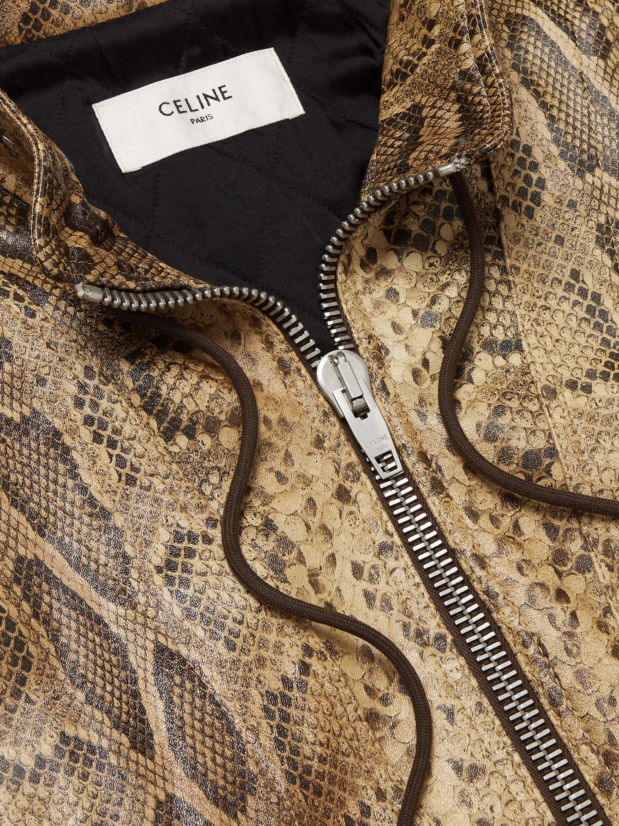 CELINE HOMME Convertible Zip-Detailed Snake-Effect Leather Jacket