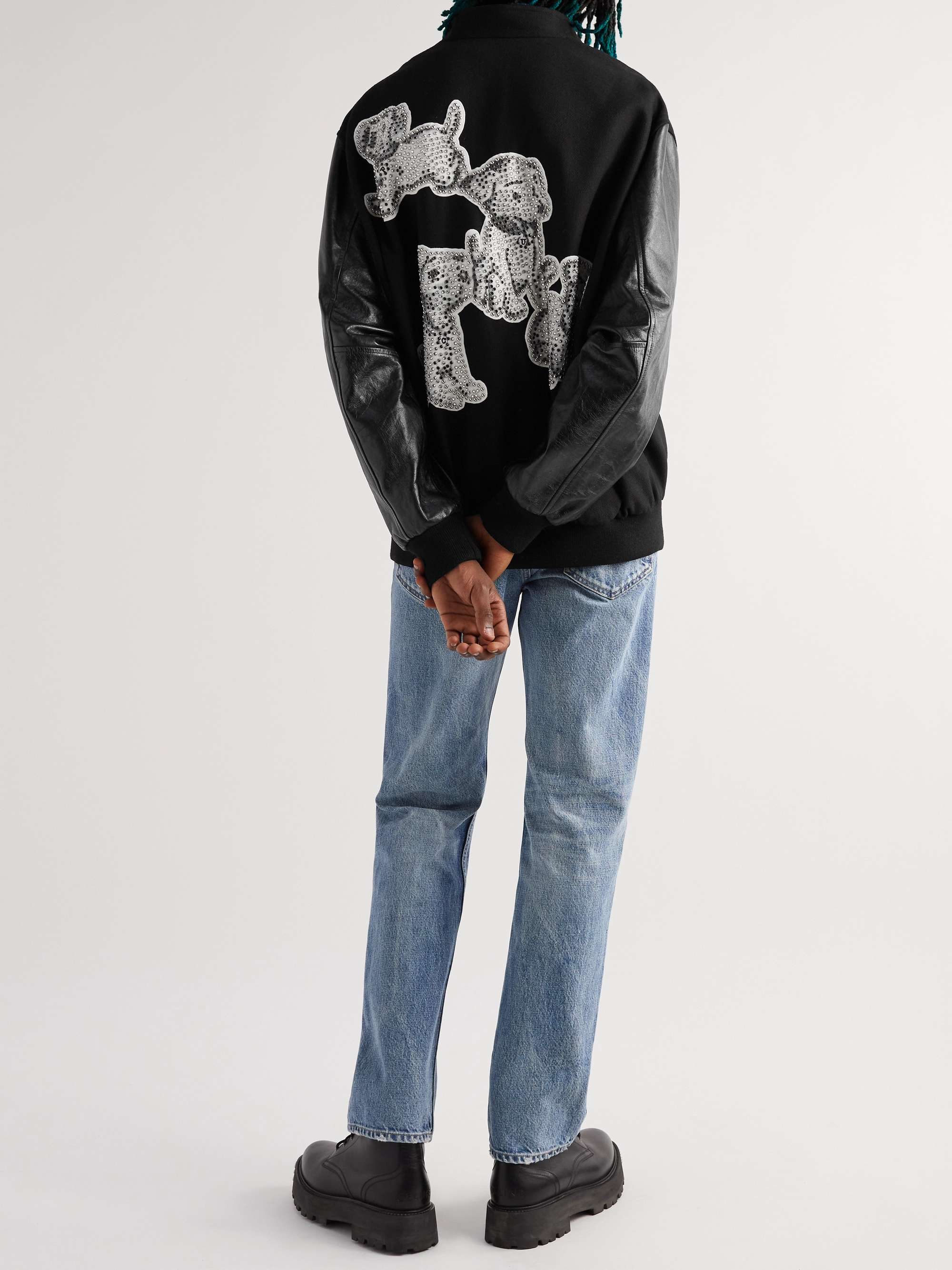 CELINE HOMME Teddy Slim-Fit Embellished Virgin Wool-Blend Bomber Jacket