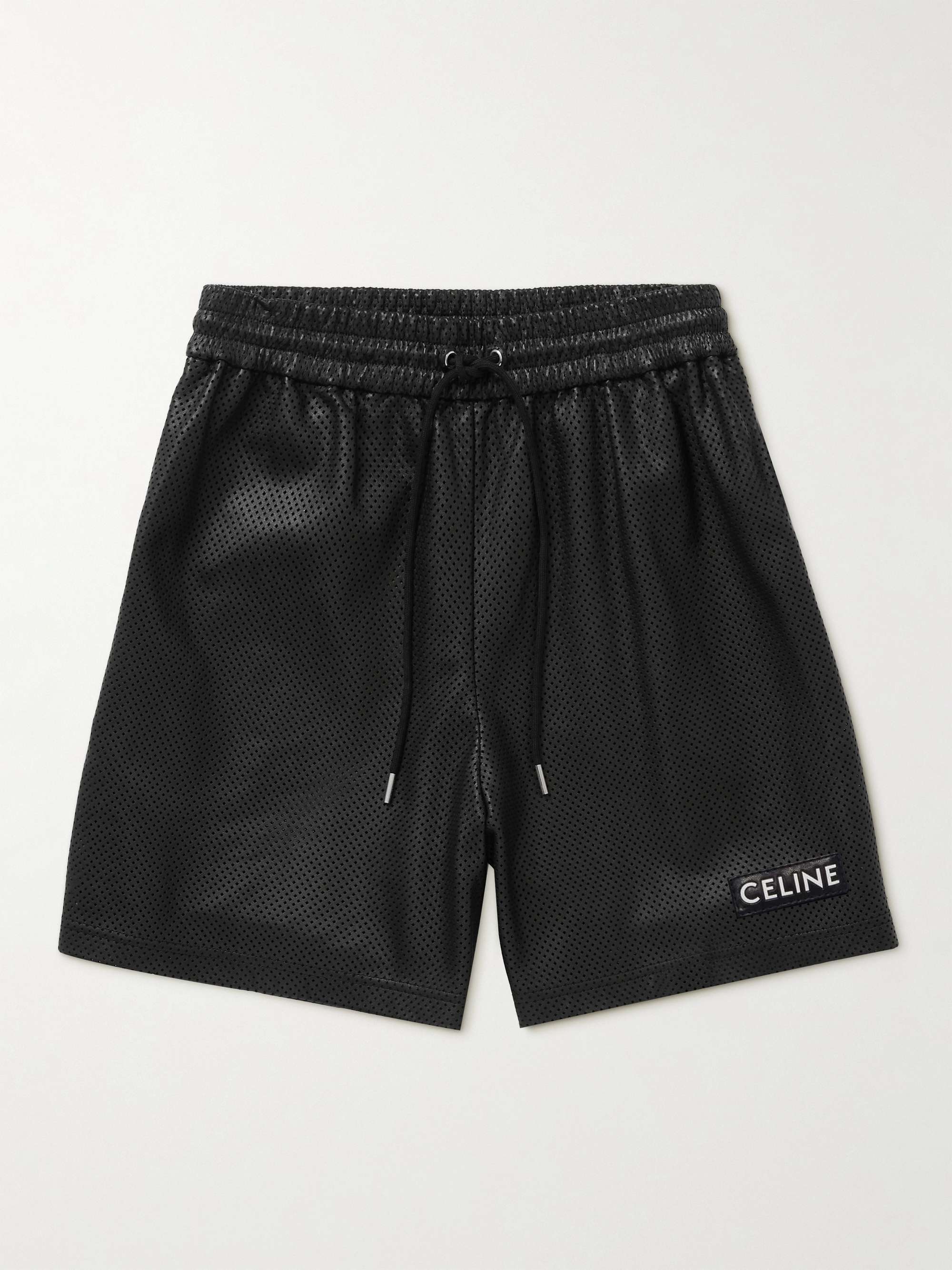 CELINE HOMME Wide-Leg Perforated Leather Shorts