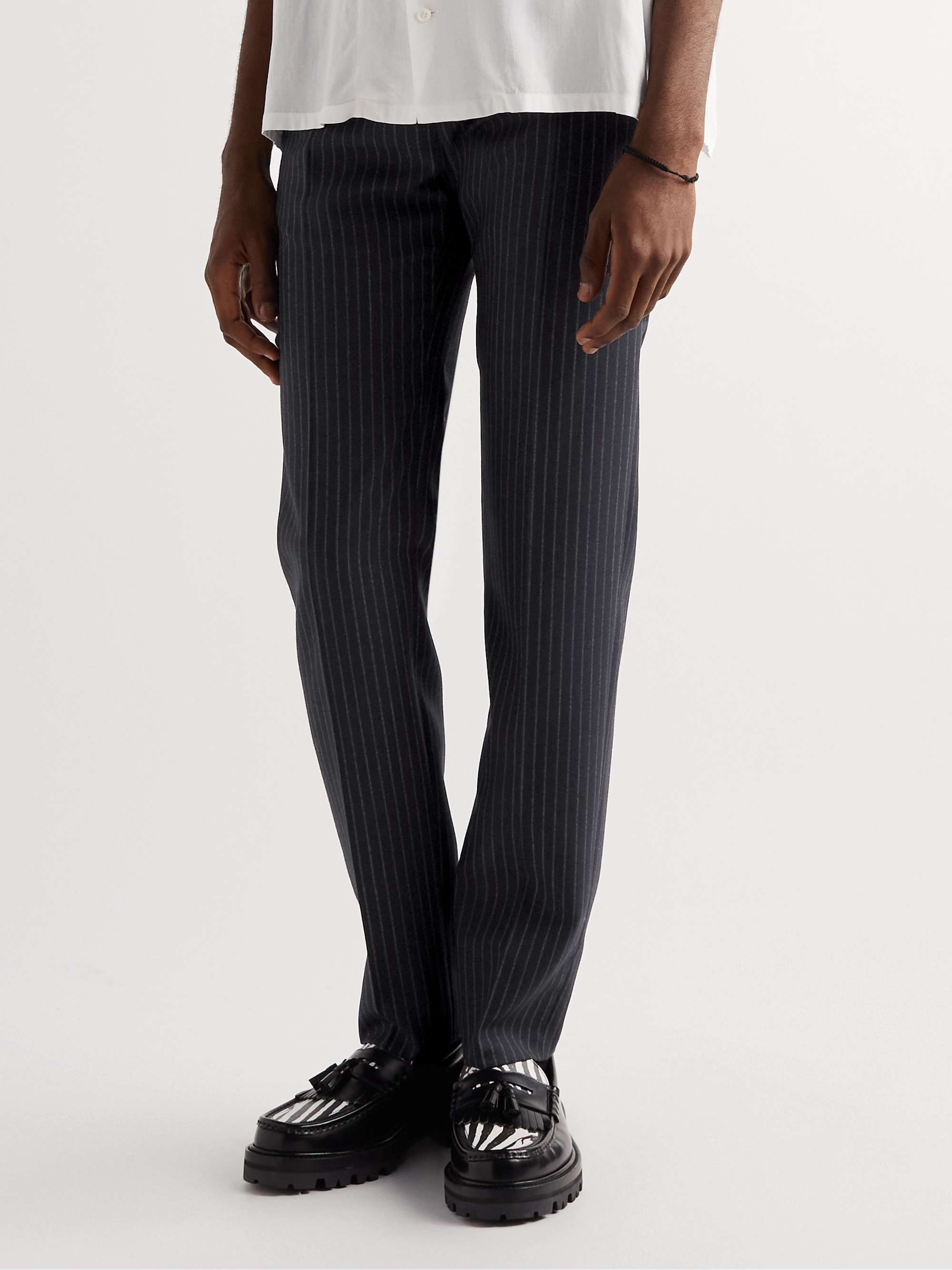 CELINE HOMME Straight-Leg Pinstriped Wool Trousers