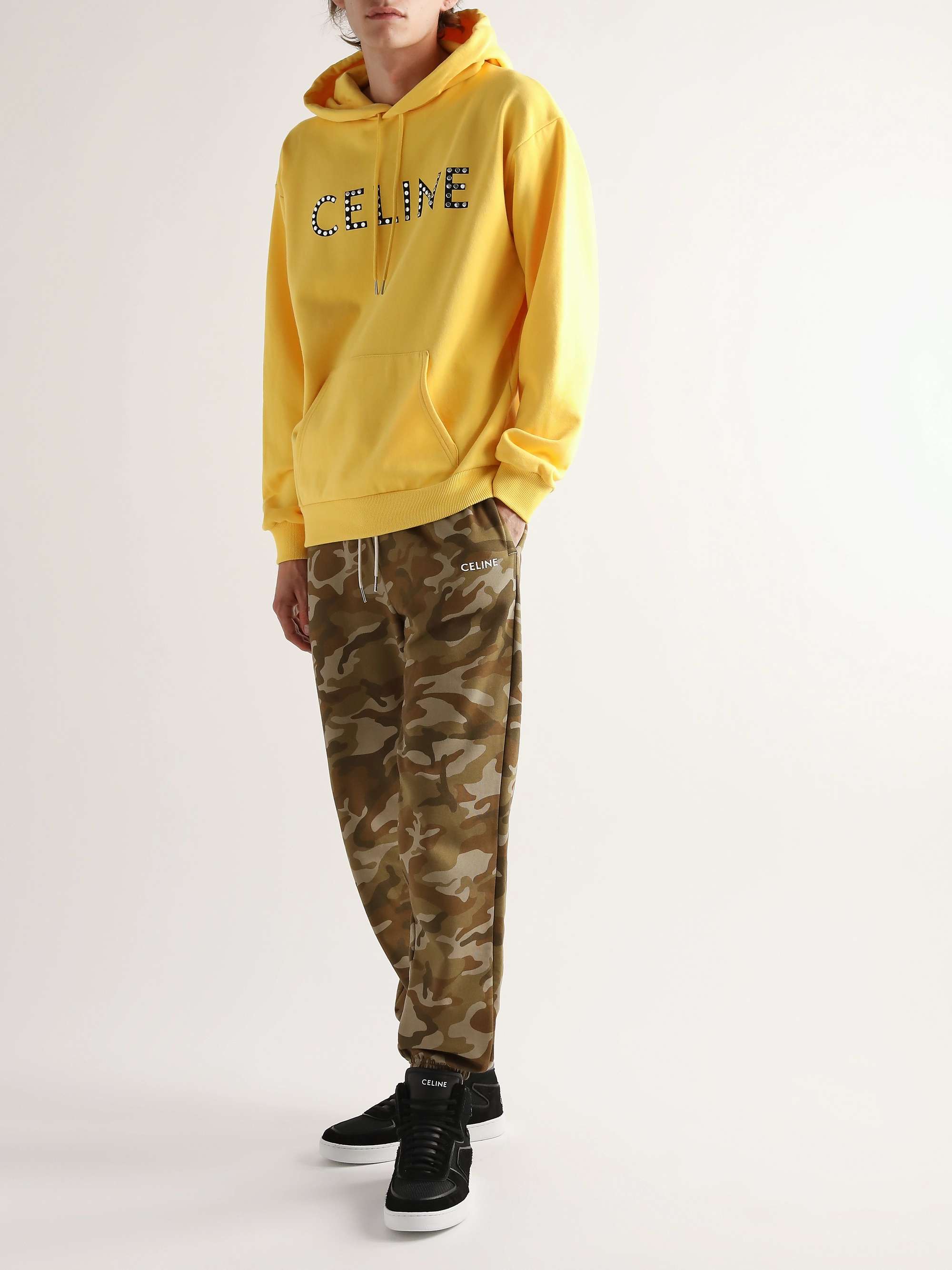 CELINE HOMME Slim-Fit Tapered Camouflage-Print Cotton-Jersey Sweatpants