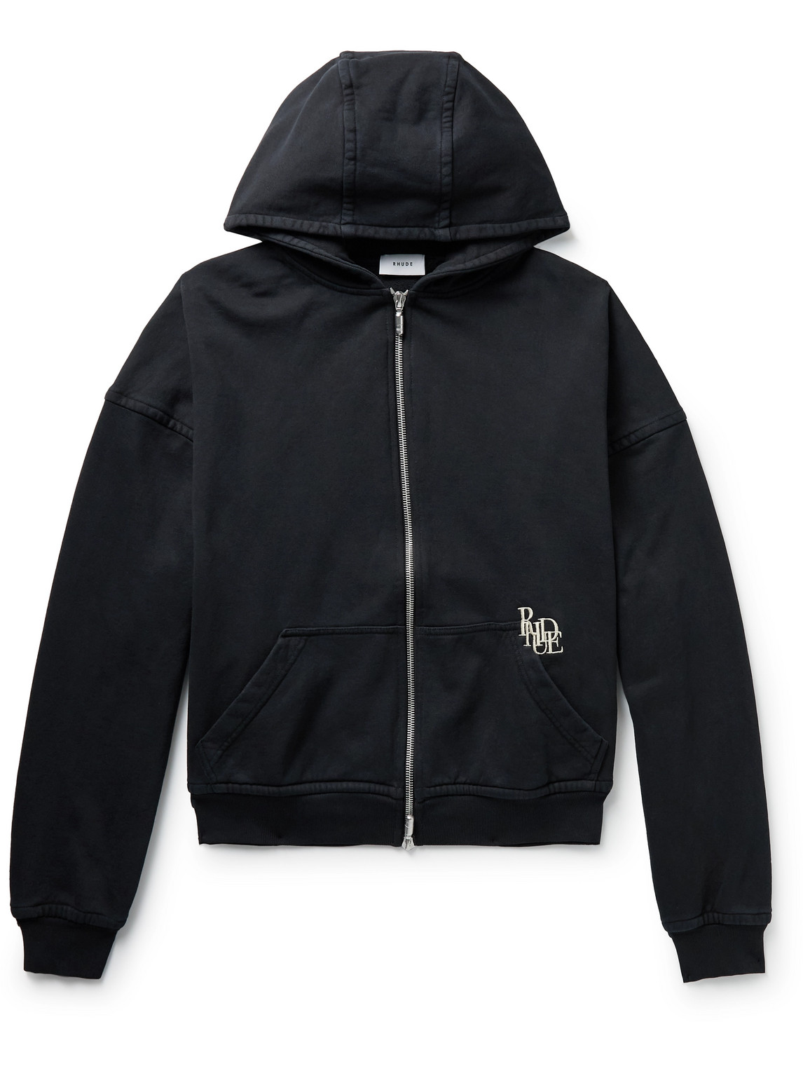 Logo-Embroidered Cotton-Jersey Zip-Up Hoodie