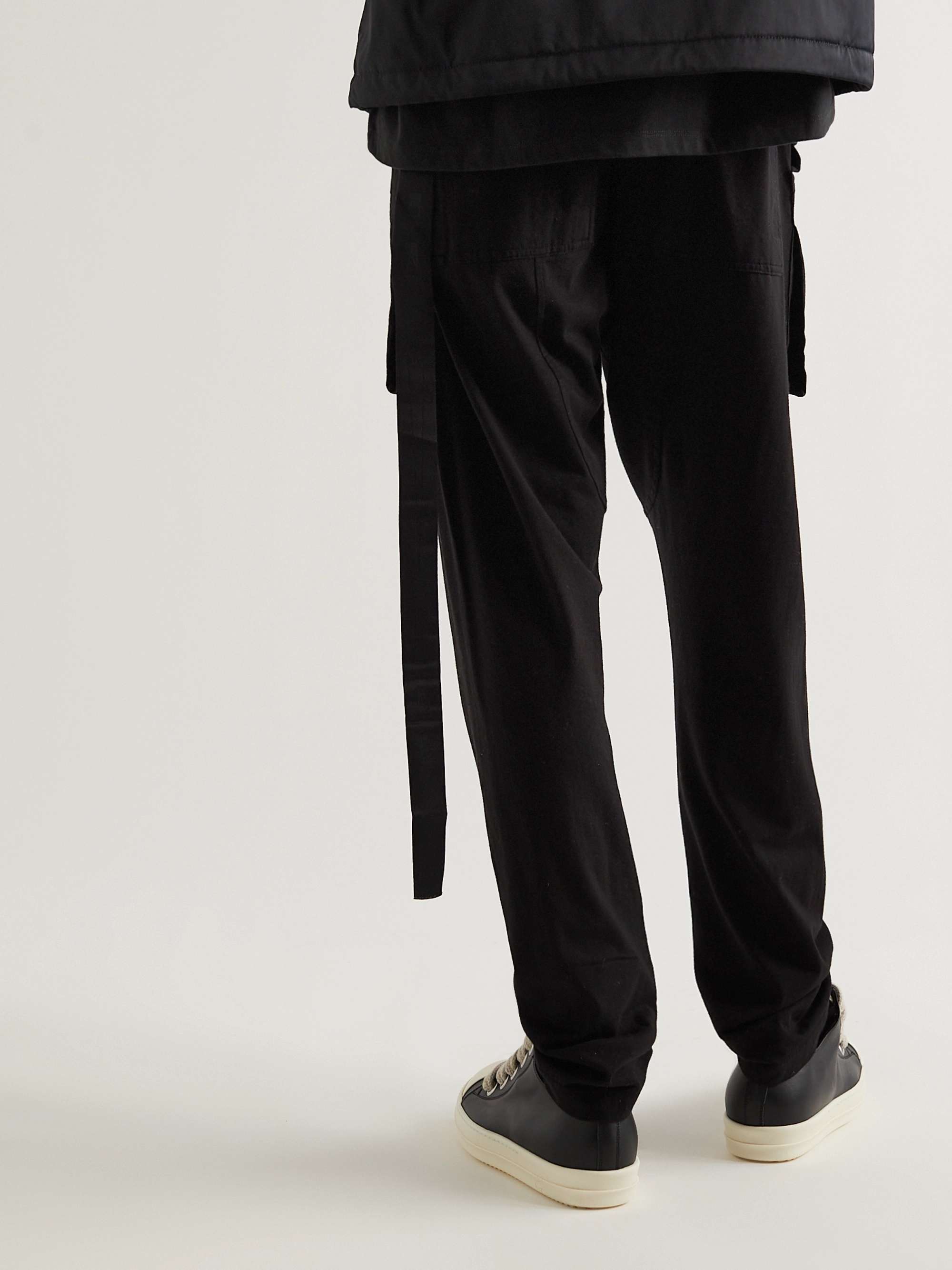 DRKSHDW BY RICK OWENS Creatch Slim-Fit Tapered Organic Cotton-Jersey Drawstring Cargo Trousers