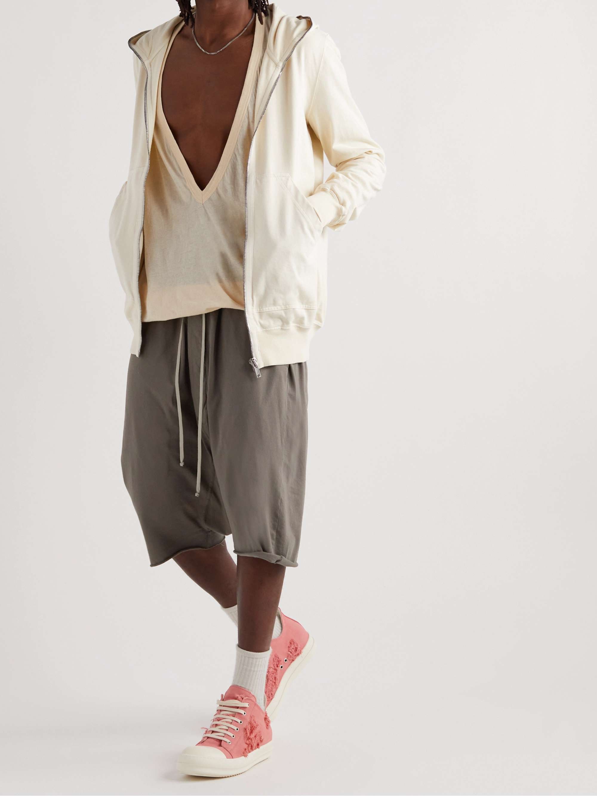 DRKSHDW BY RICK OWENS Pods Organic Cotton-Jersey Drawstring Shorts