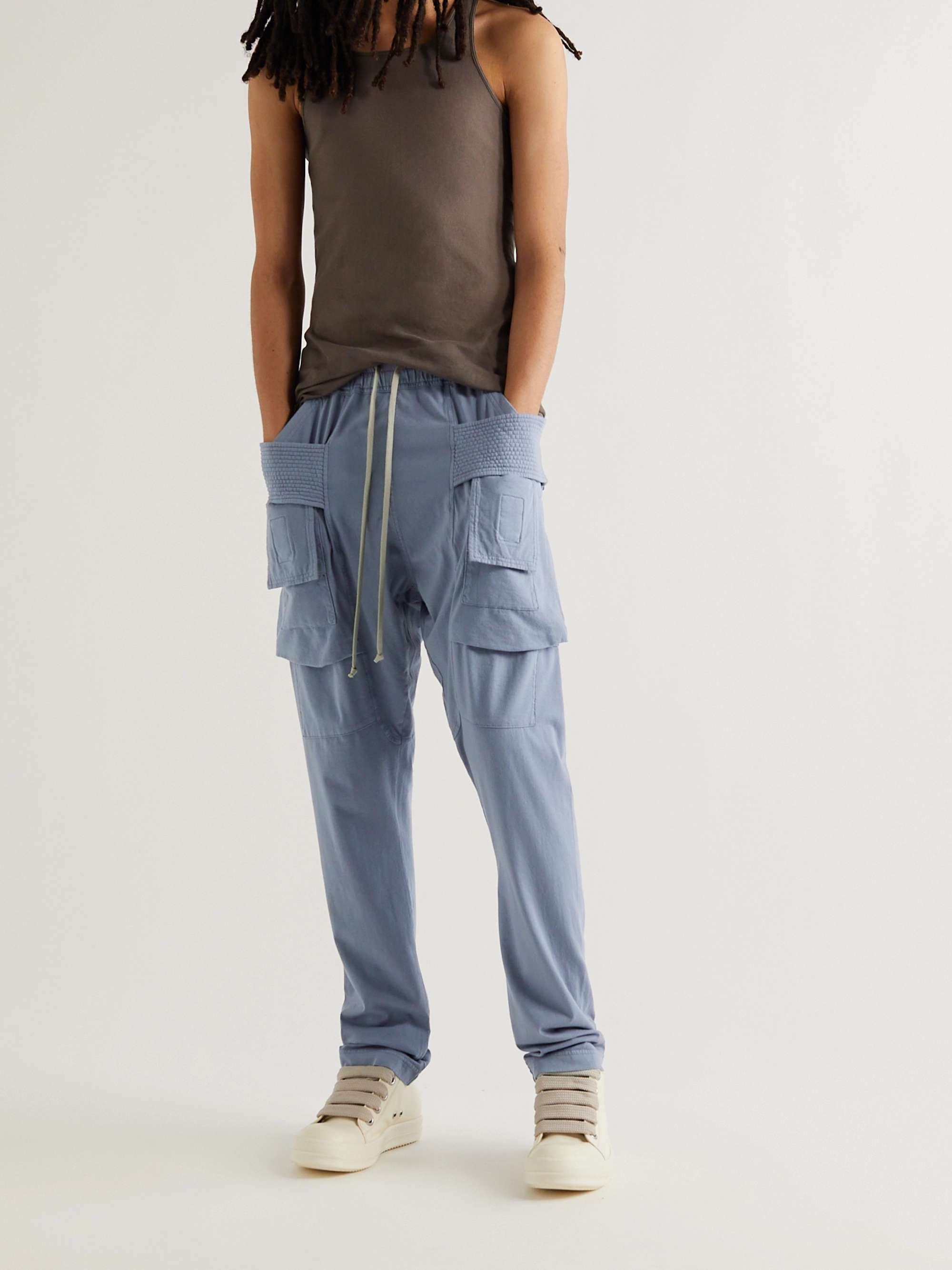 DRKSHDW BY RICK OWENS Creatch Slim-Fit Tapered Cotton-Jersey Drawstring Cargo Trousers