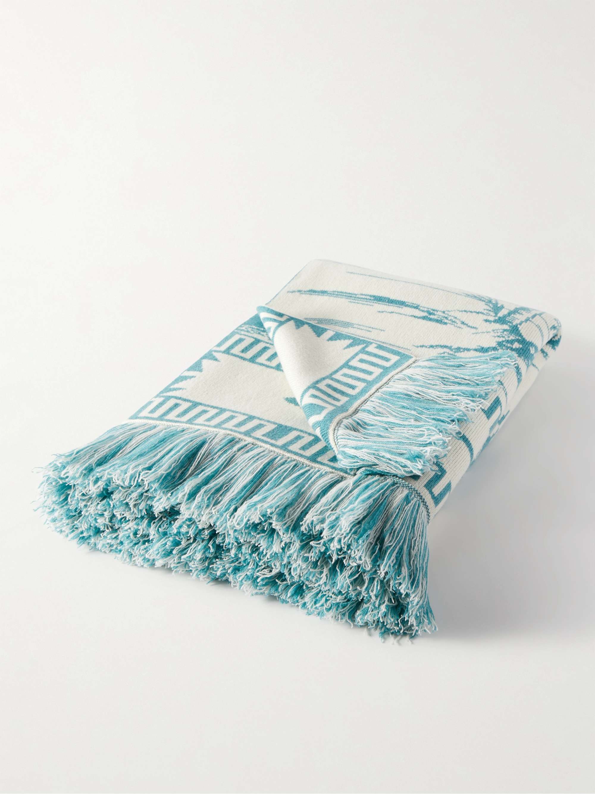 ALANUI Surrounded by the Ocean Fringed Cashmere-Blend Jacquard Blanket