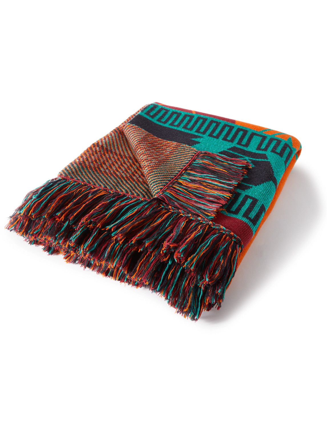 Alanui Icon Wool-blend Jacquard Blanket In Orange