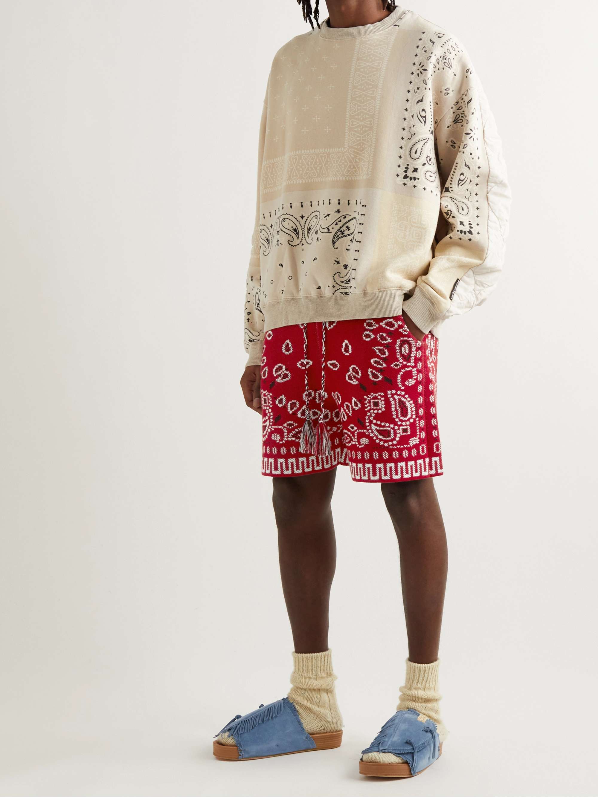 ALANUI Straight-Leg Bandana-Jacquard Cotton-Blend Drawstring Shorts