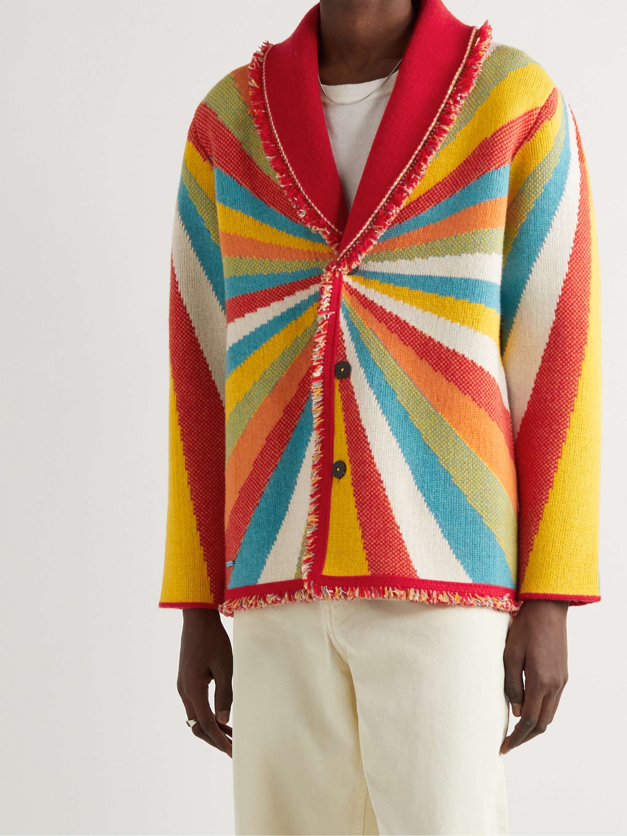 ALANUI + The Rolling Stones Psychedelic Lips Icon Shawl-Collar Cashmere-Blend Jacquard Cardigan