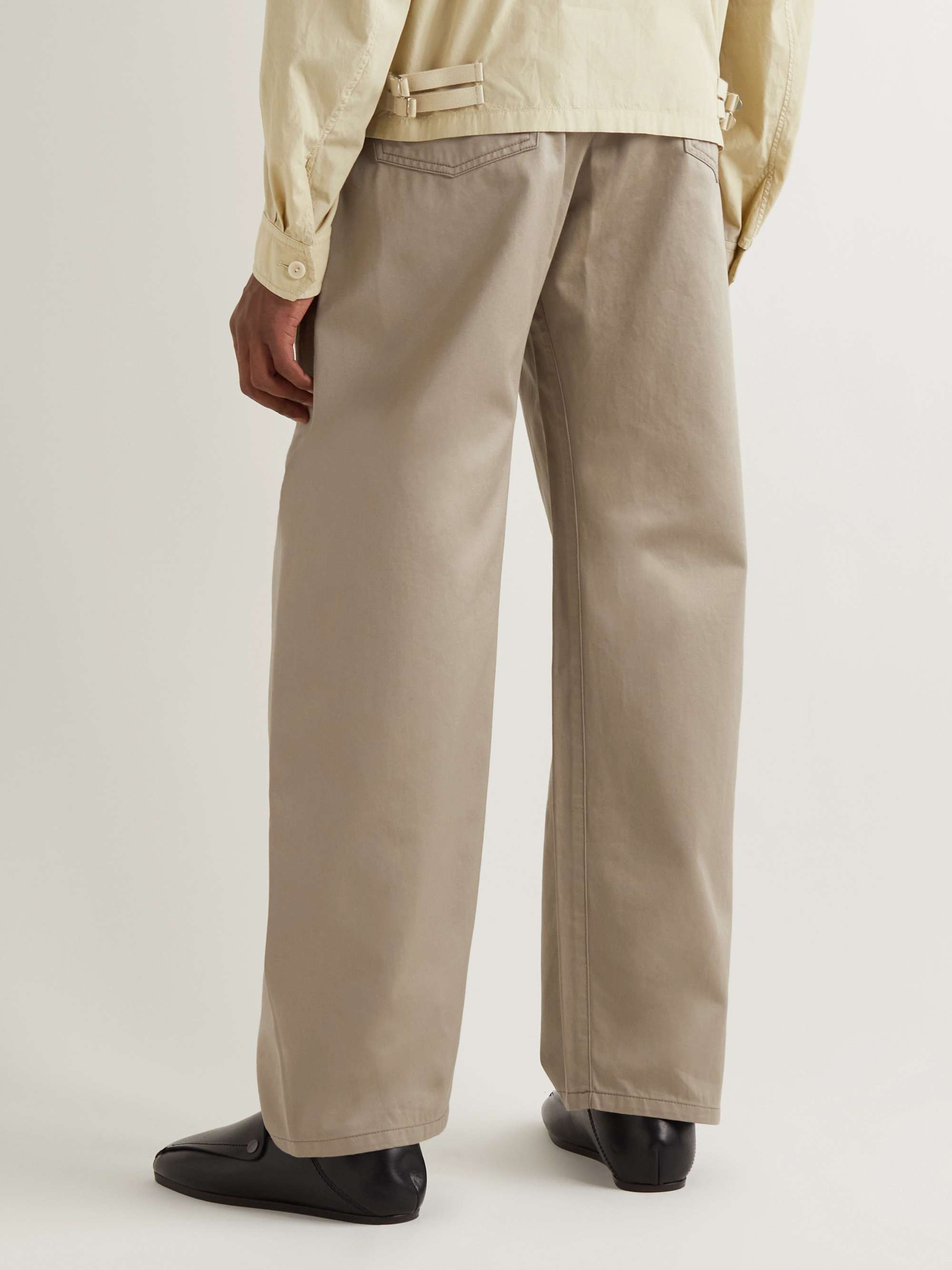 LEMAIRE Wide-Leg Belted Cotton-Canvas Trousers