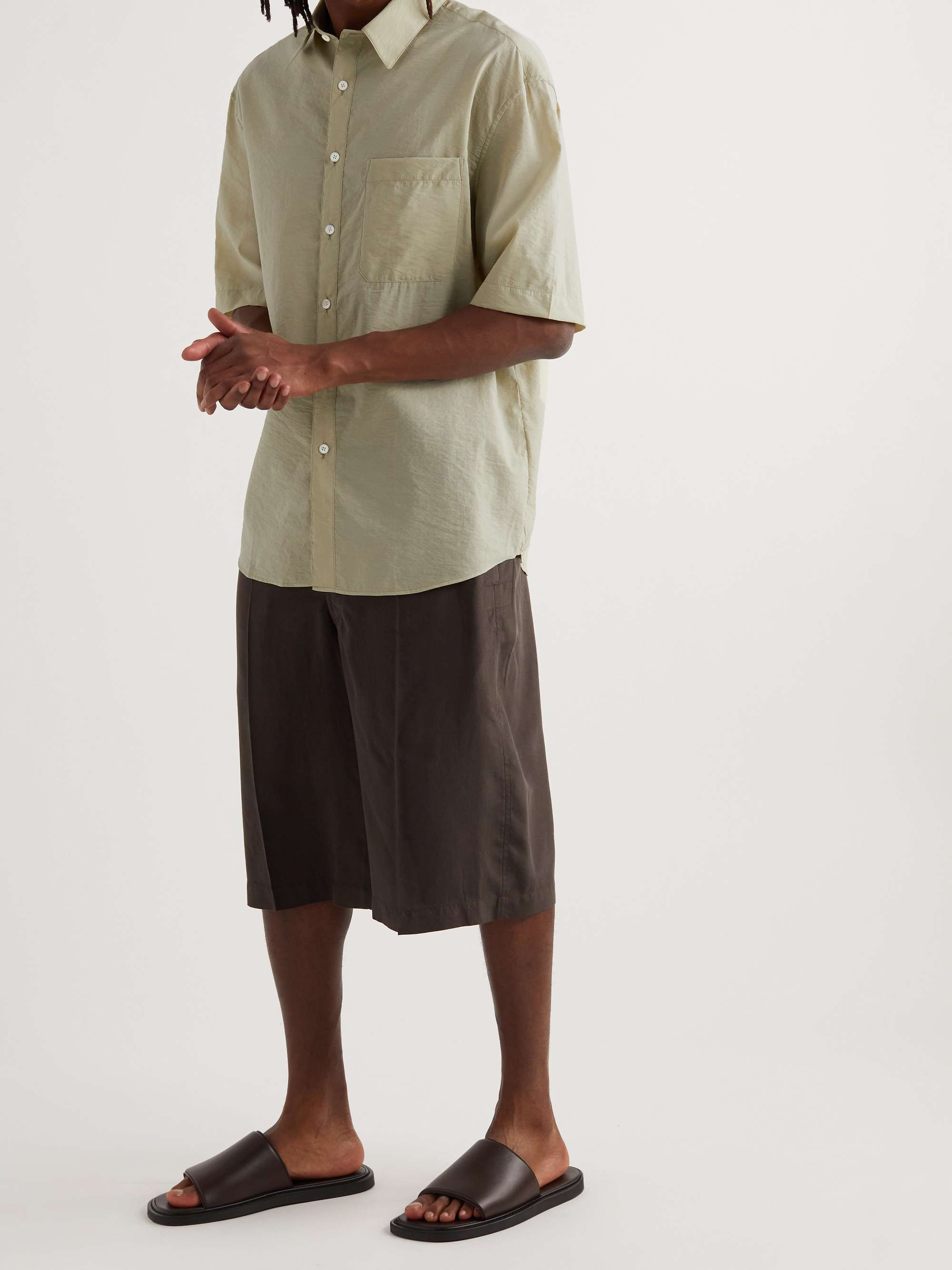 LEMAIRE Crinkled Cotton-Blend Poplin Shirt