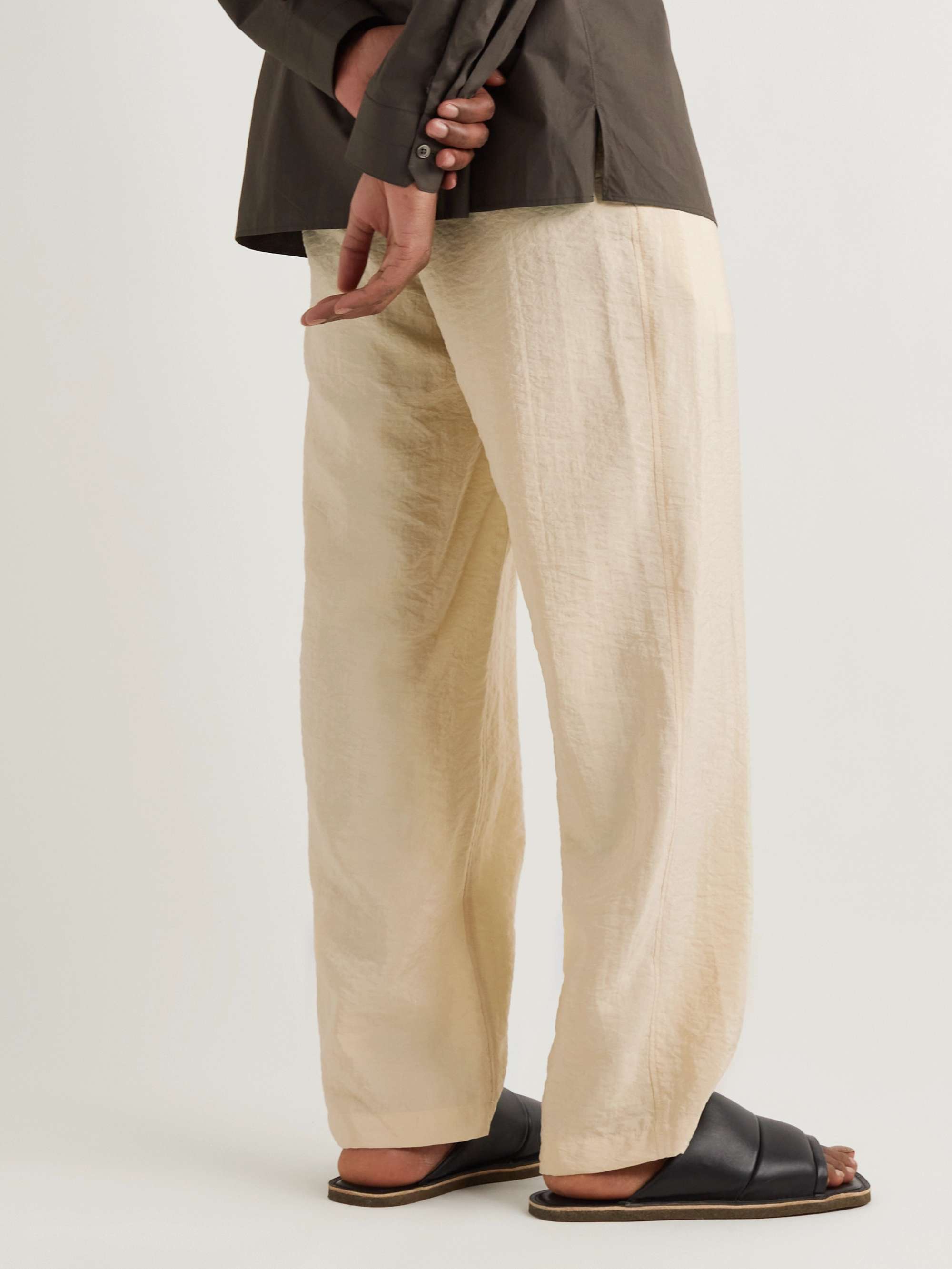 LEMAIRE Straight-Leg Belted Silk-Blend Trousers