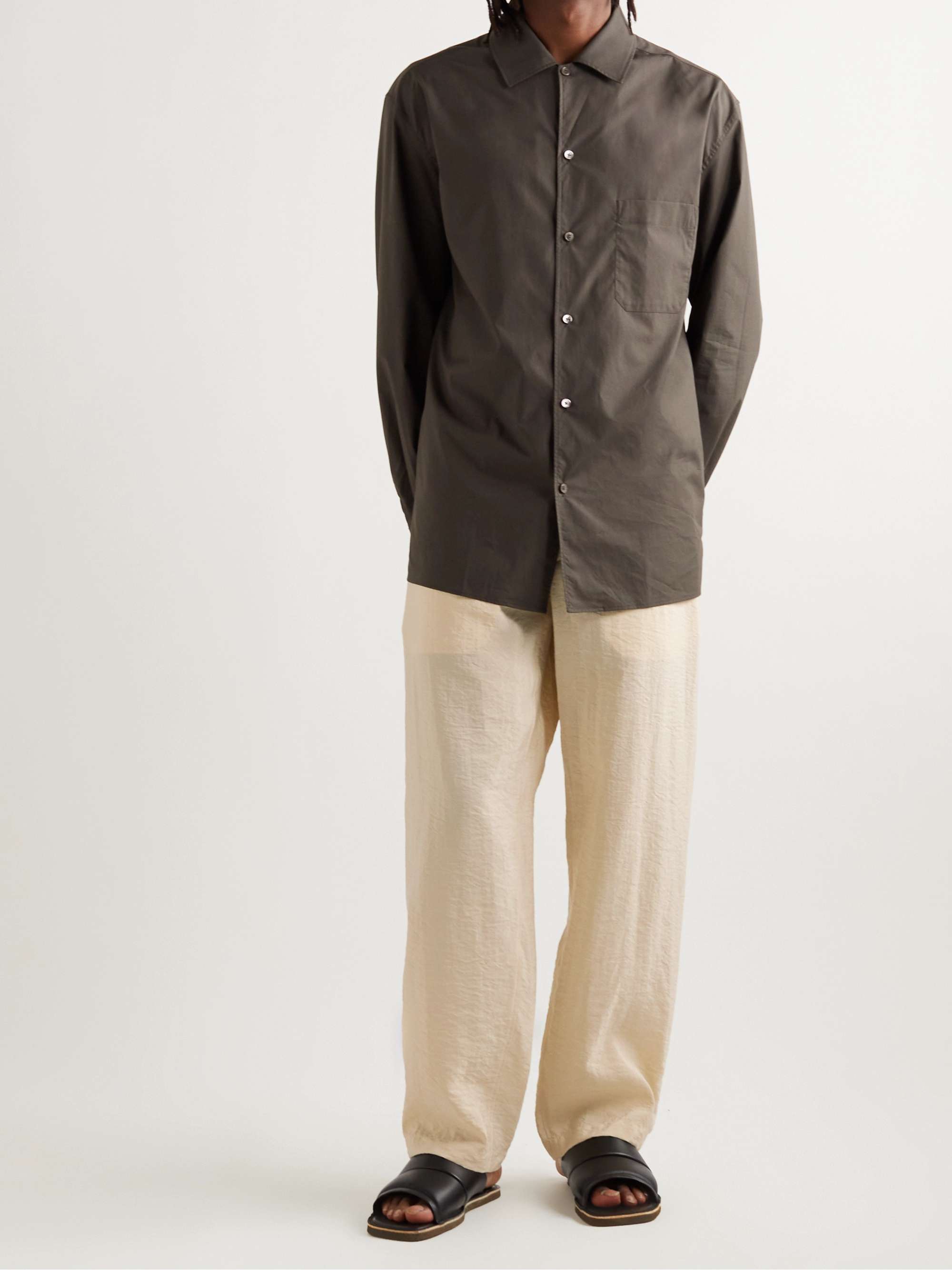 LEMAIRE Straight-Leg Belted Silk-Blend Trousers