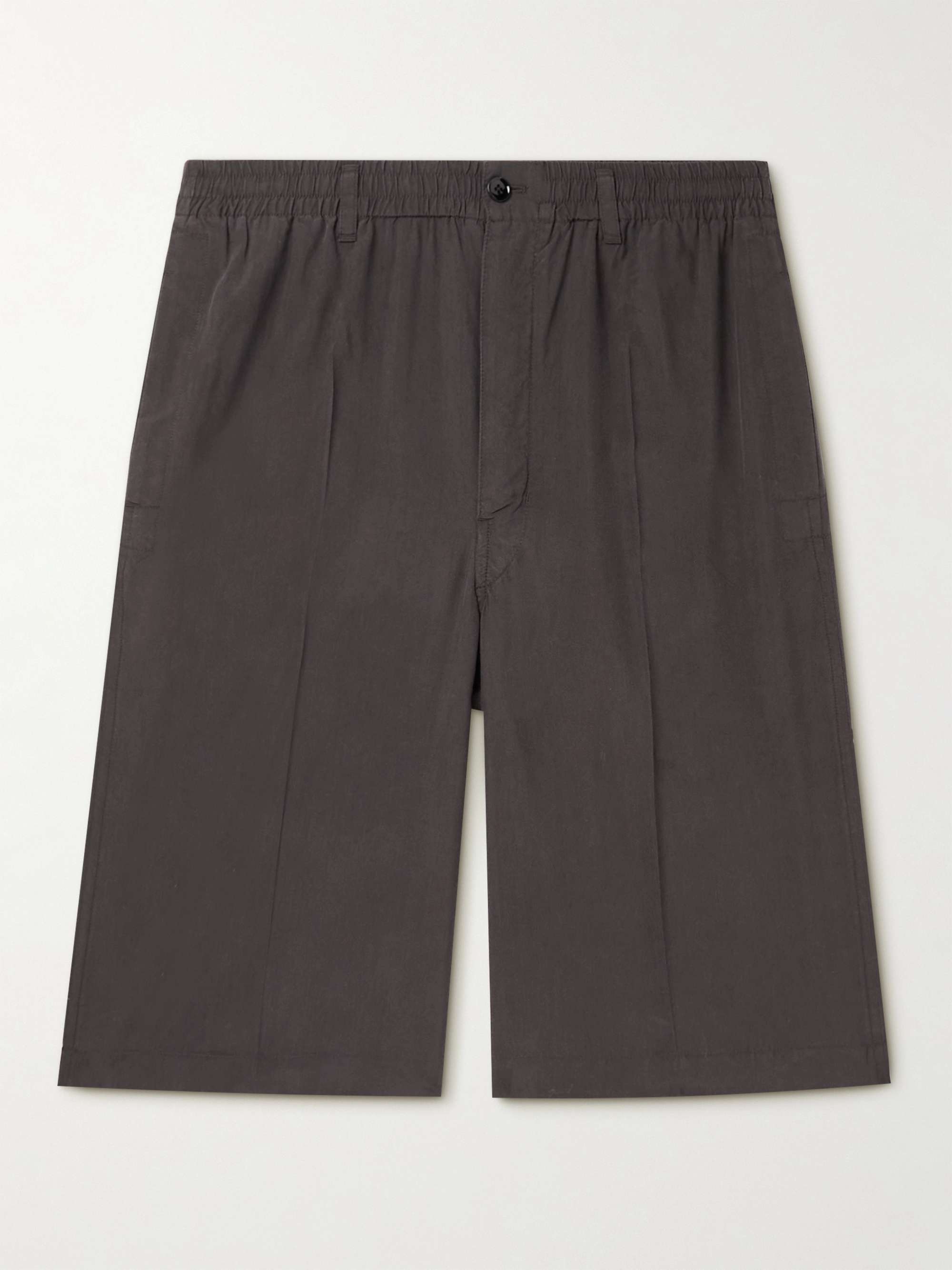 LEMAIRE Wide-Leg Pleated Silk Bermuda Shorts