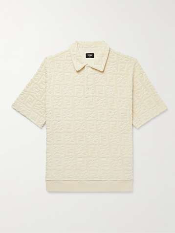 FENDI Logo-Jacquard Cotton-Terry Polo Shirt